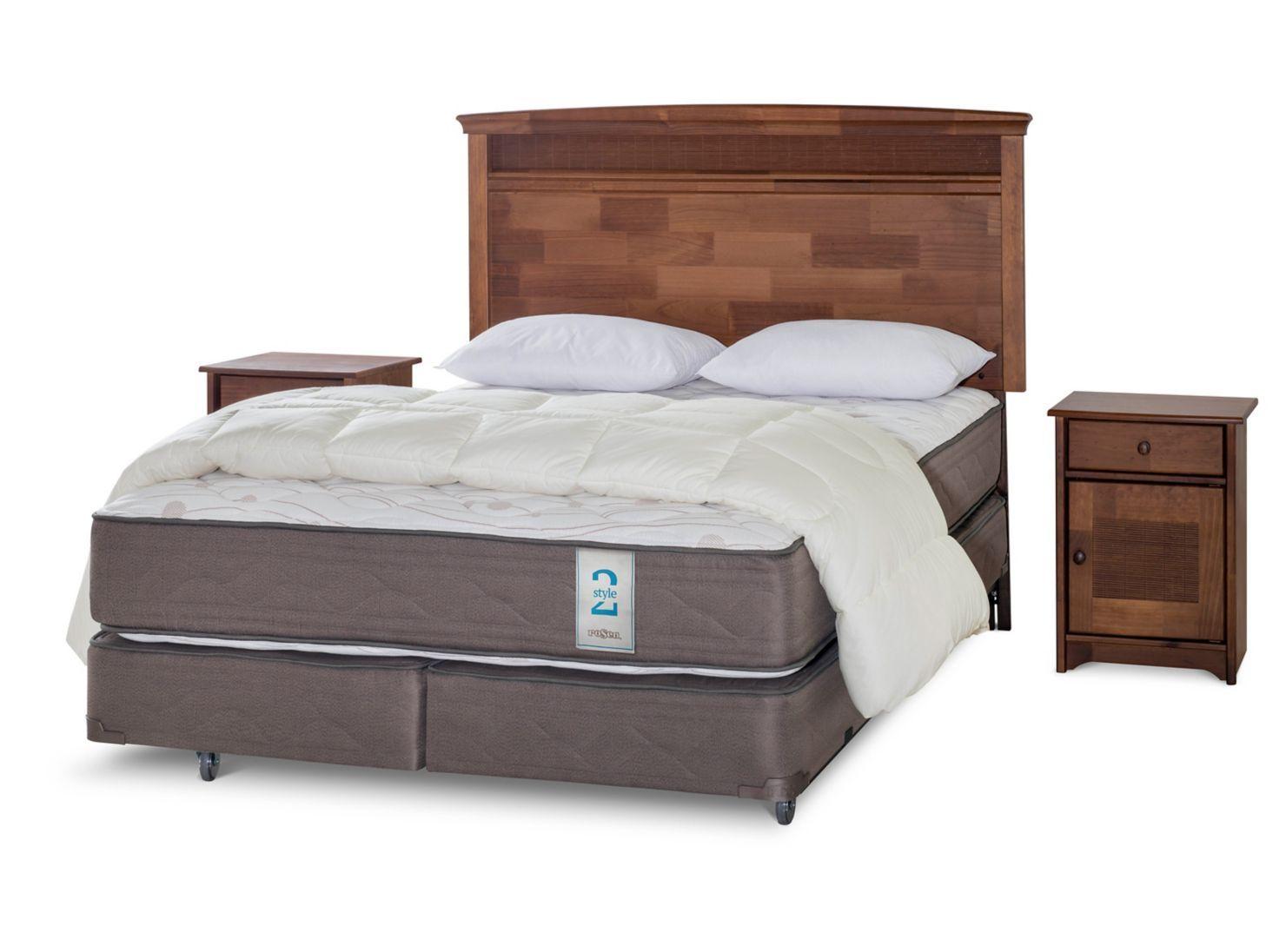 Box Spring New Style 2 2 Plazas Base Dividida + Set Veneto + Plumón + Almohadas-0