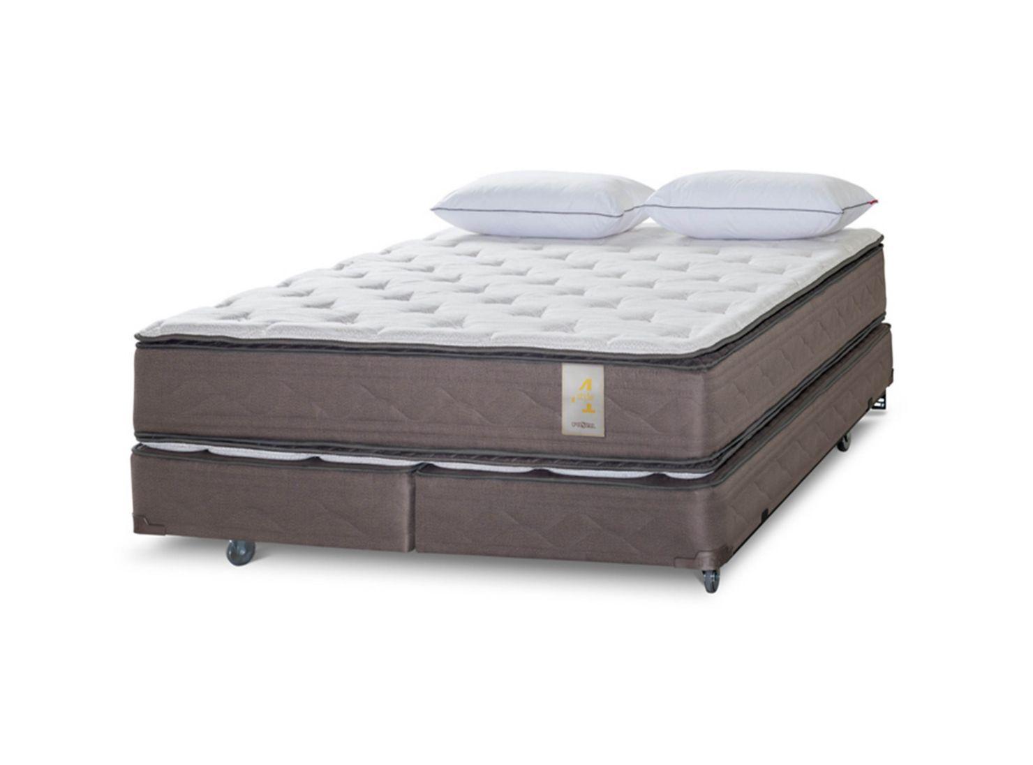 Box Spring New Style 4 2 Plazas Base Dividida + Almohadas Extra-0