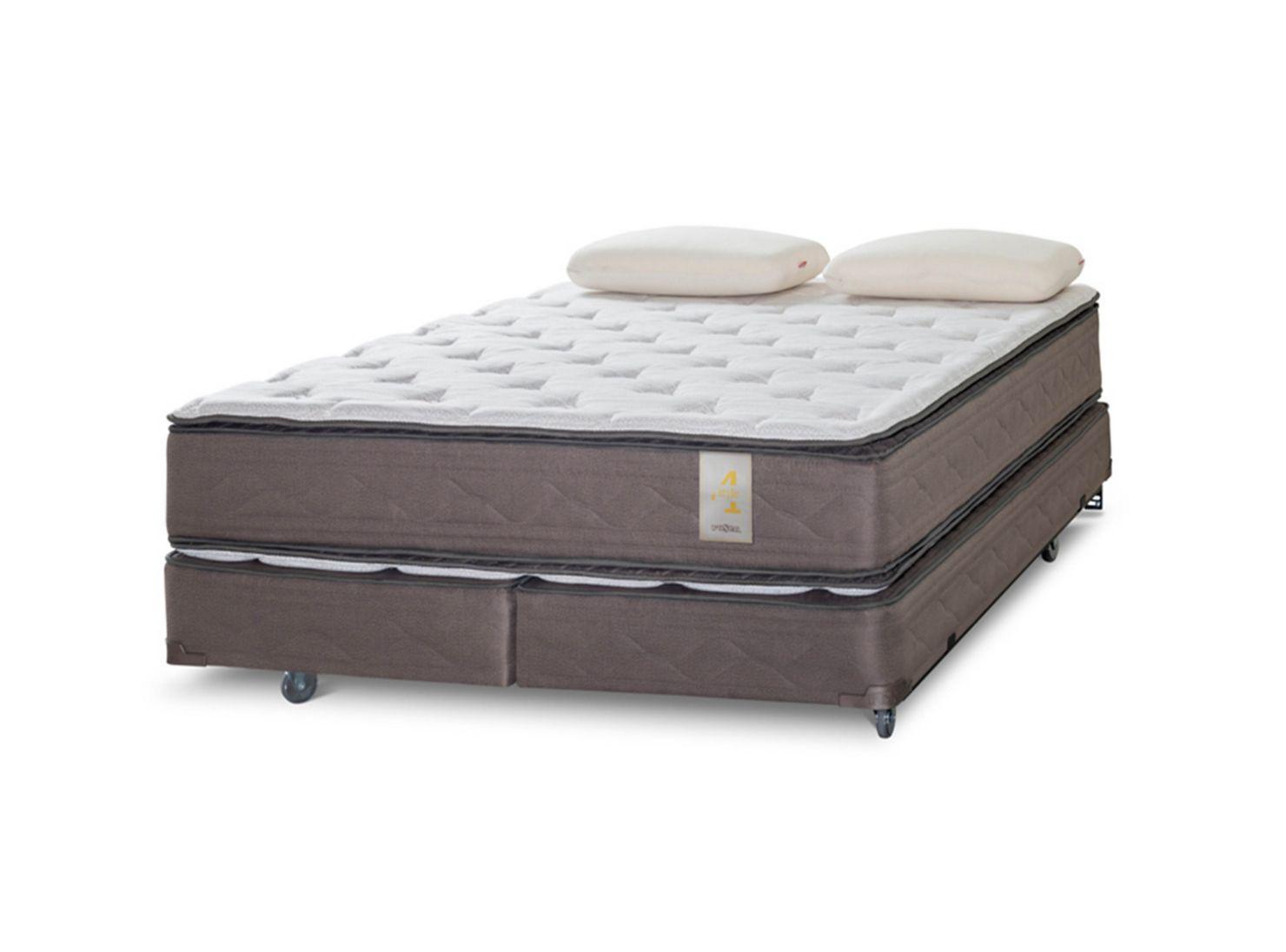 Box Spring New Style 4 2 Plazas Base Dividida + Almohadas Memory Max-0