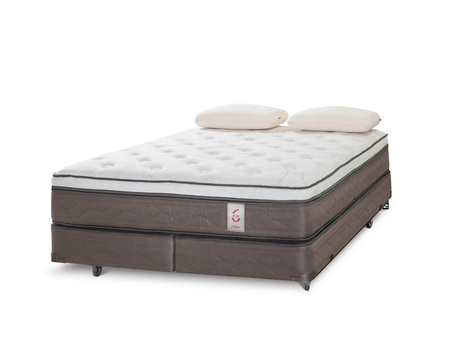 Box Spring New Style 6 2 Plazas Base Dividida + Almohadas Memory Max-0