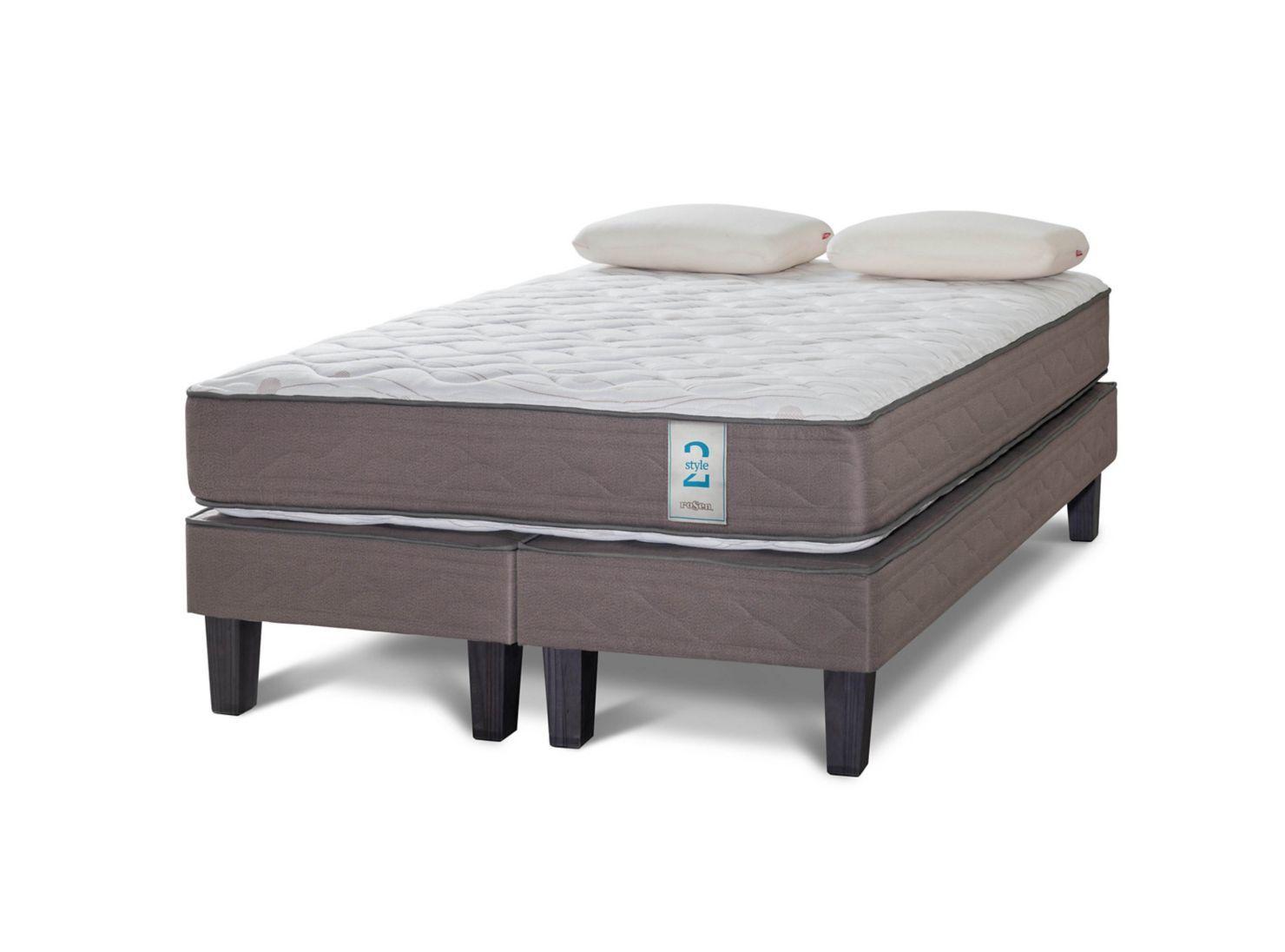 Cama Europea New Style 2 2 Plazas Base Dividida + Almohadas Memory Max-0