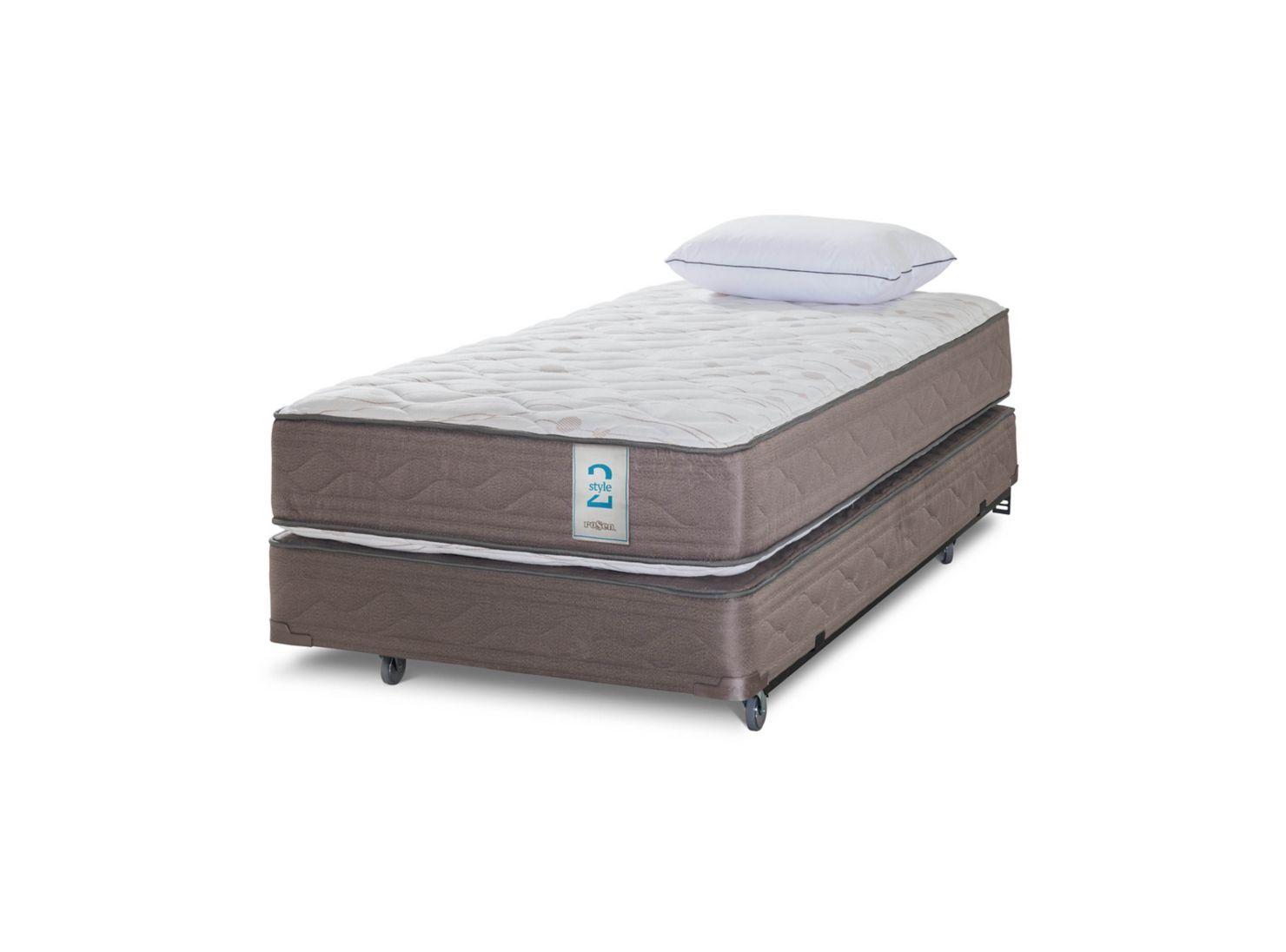 Box Spring New Style 2 1.5 Plazas + Almohada Extra-0
