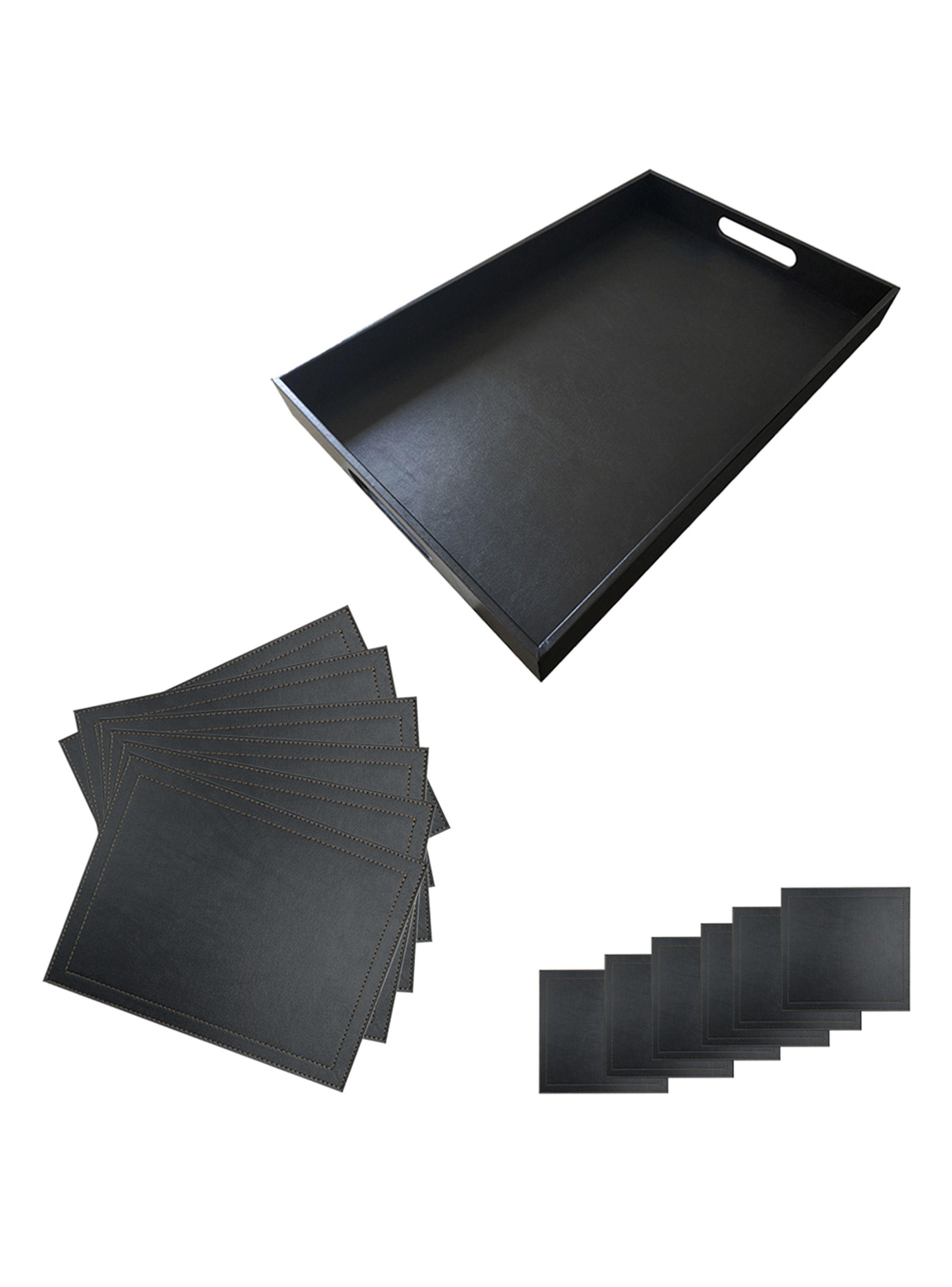 Set Attimo Bandeja + 6 Individuales + 6 Posa Vasos Negro-0