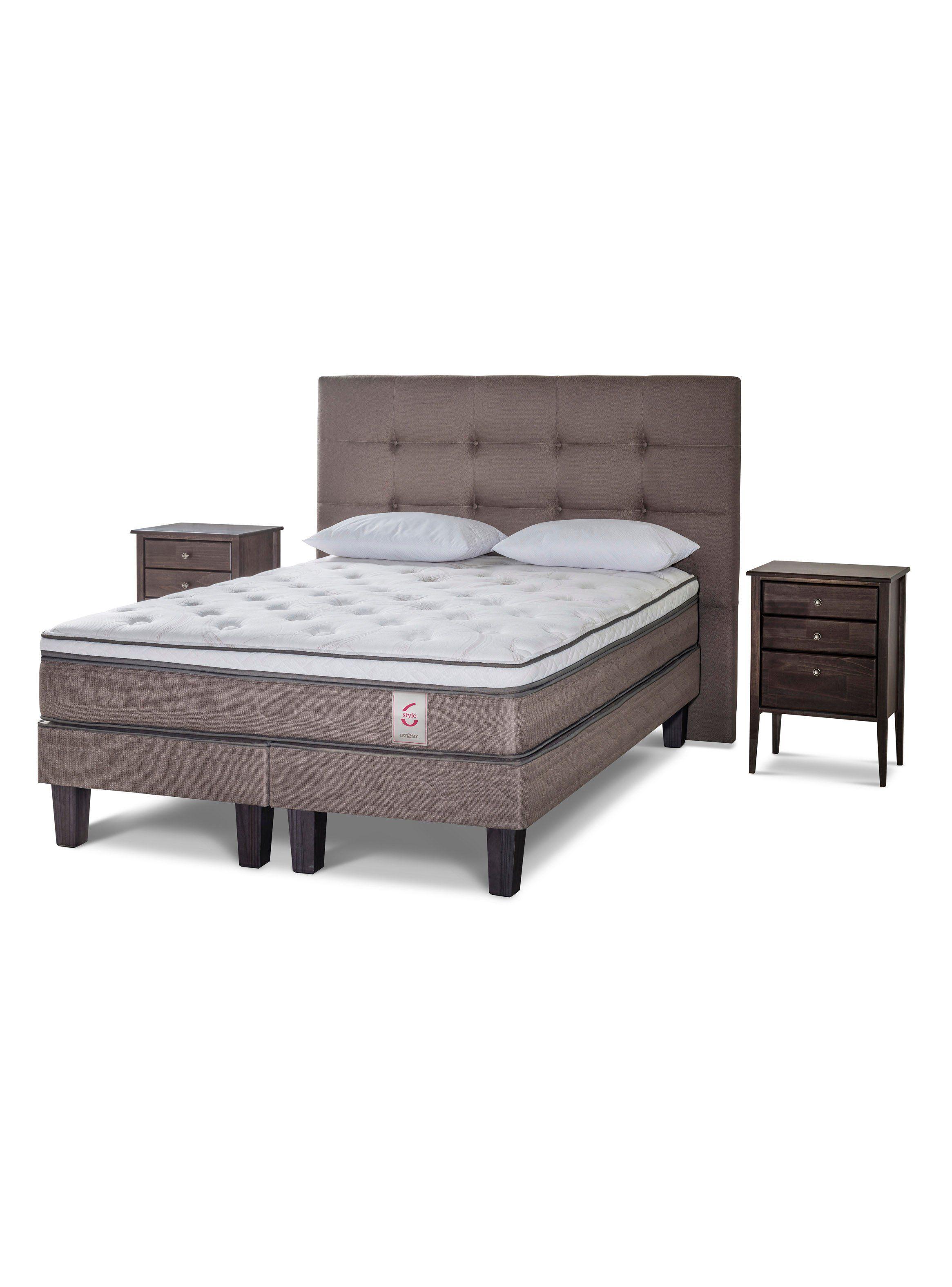 Cama Europea New Style 6 King Base Dividida + Set Muebles Issey Café + Almohadas-0