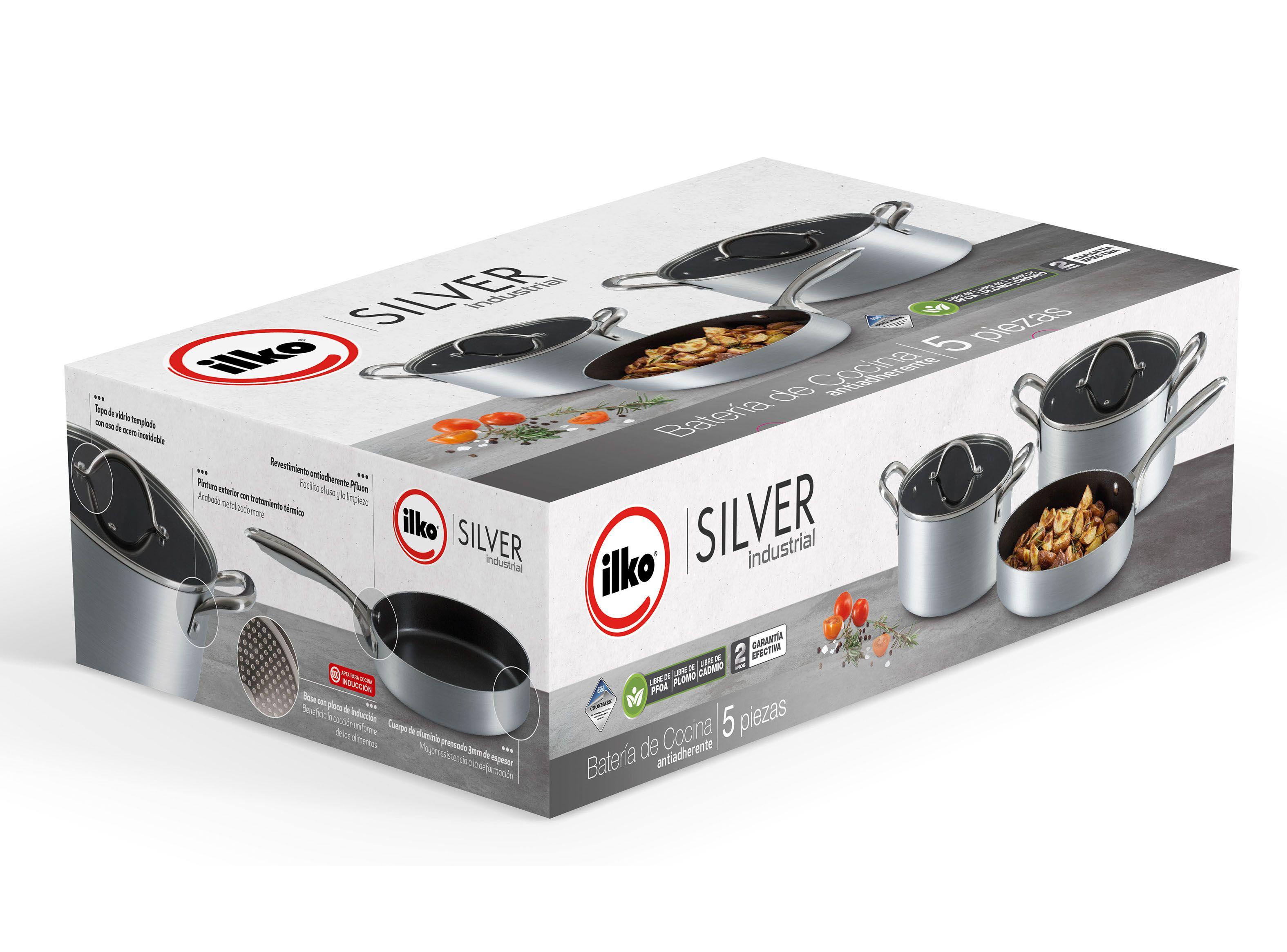 Batería Cocina Antiadherente 5 Piezas Silver Industrial-1