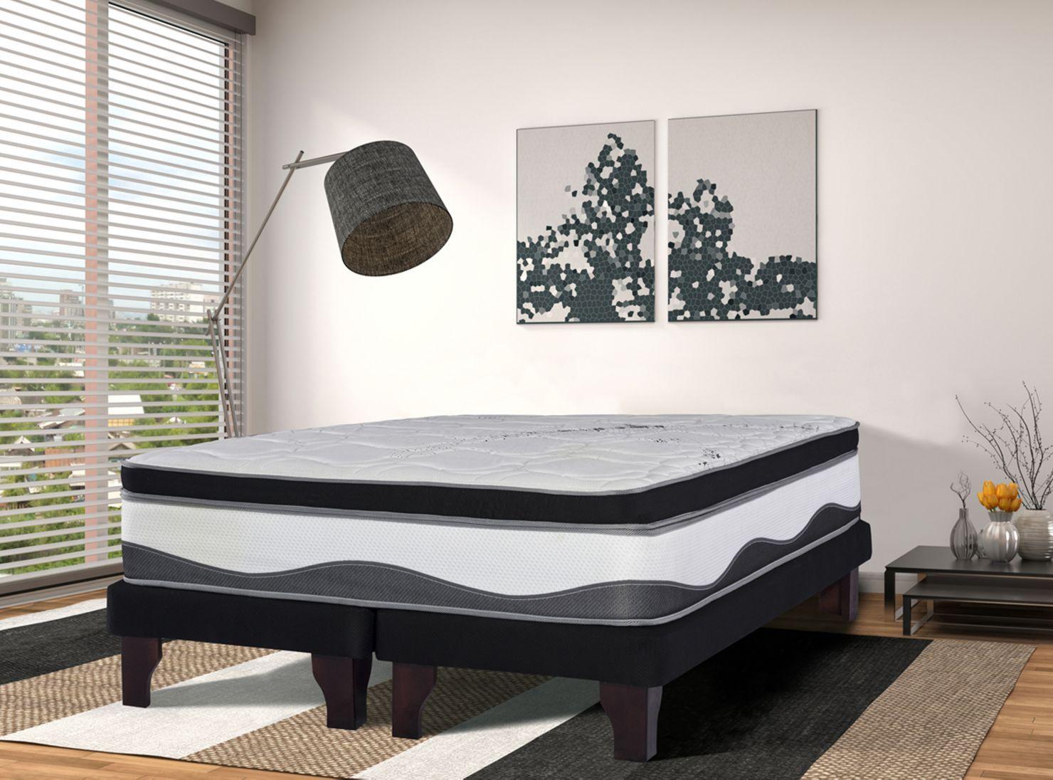 Cama Europea Negra Máximo Carbono 2 Plazas Base Dividida-5