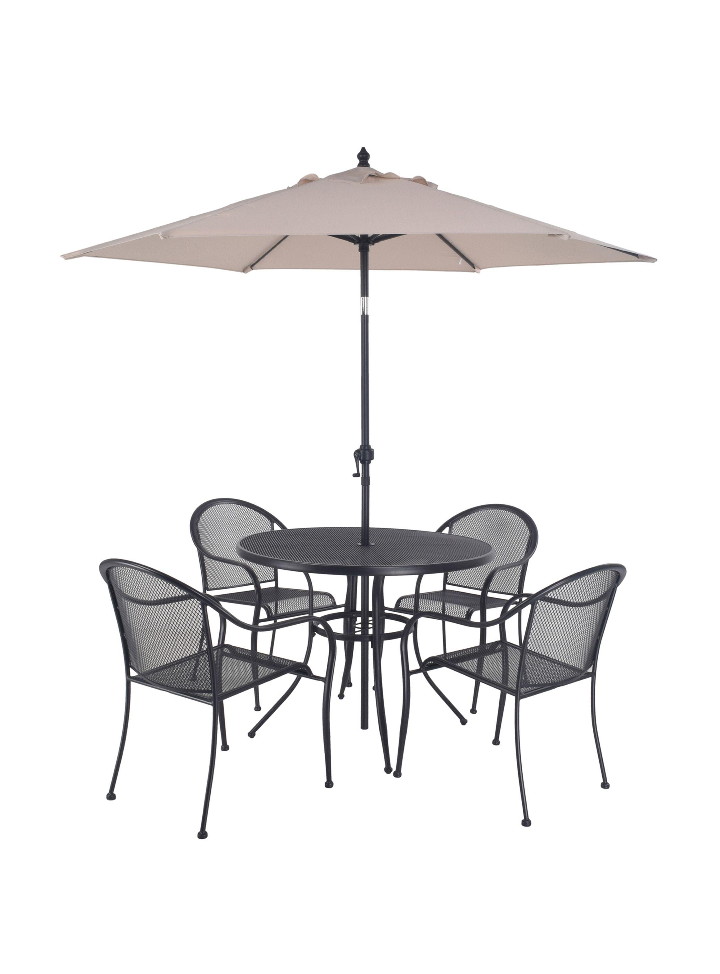 Juego de Comedor Terraza Mango 4 Sillas + Quitasol Attimo-0