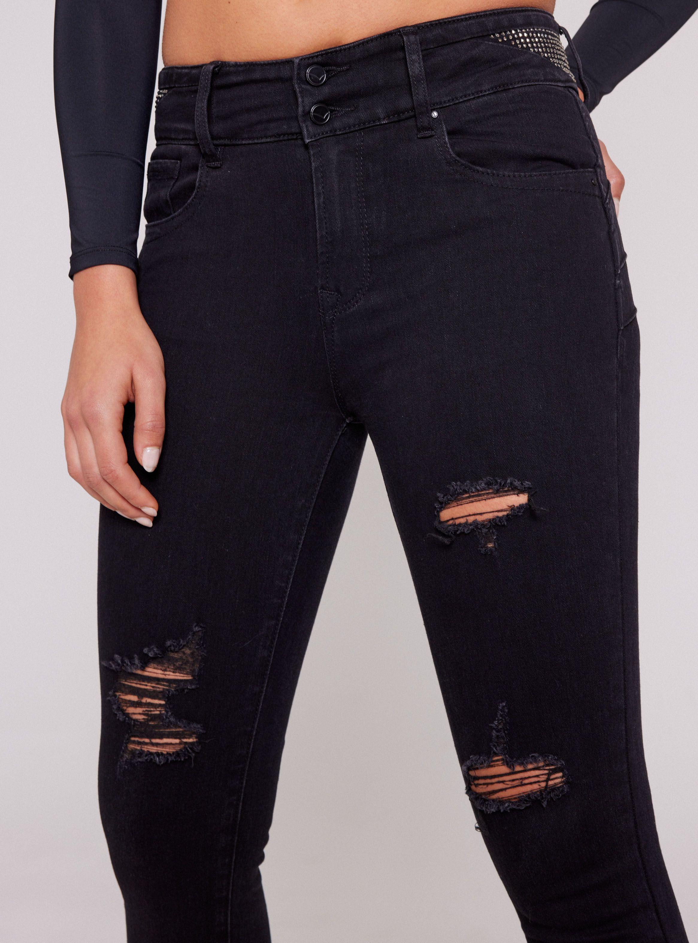 Jeans Push Up 2 Botones Detalle Strass Pretina​-2