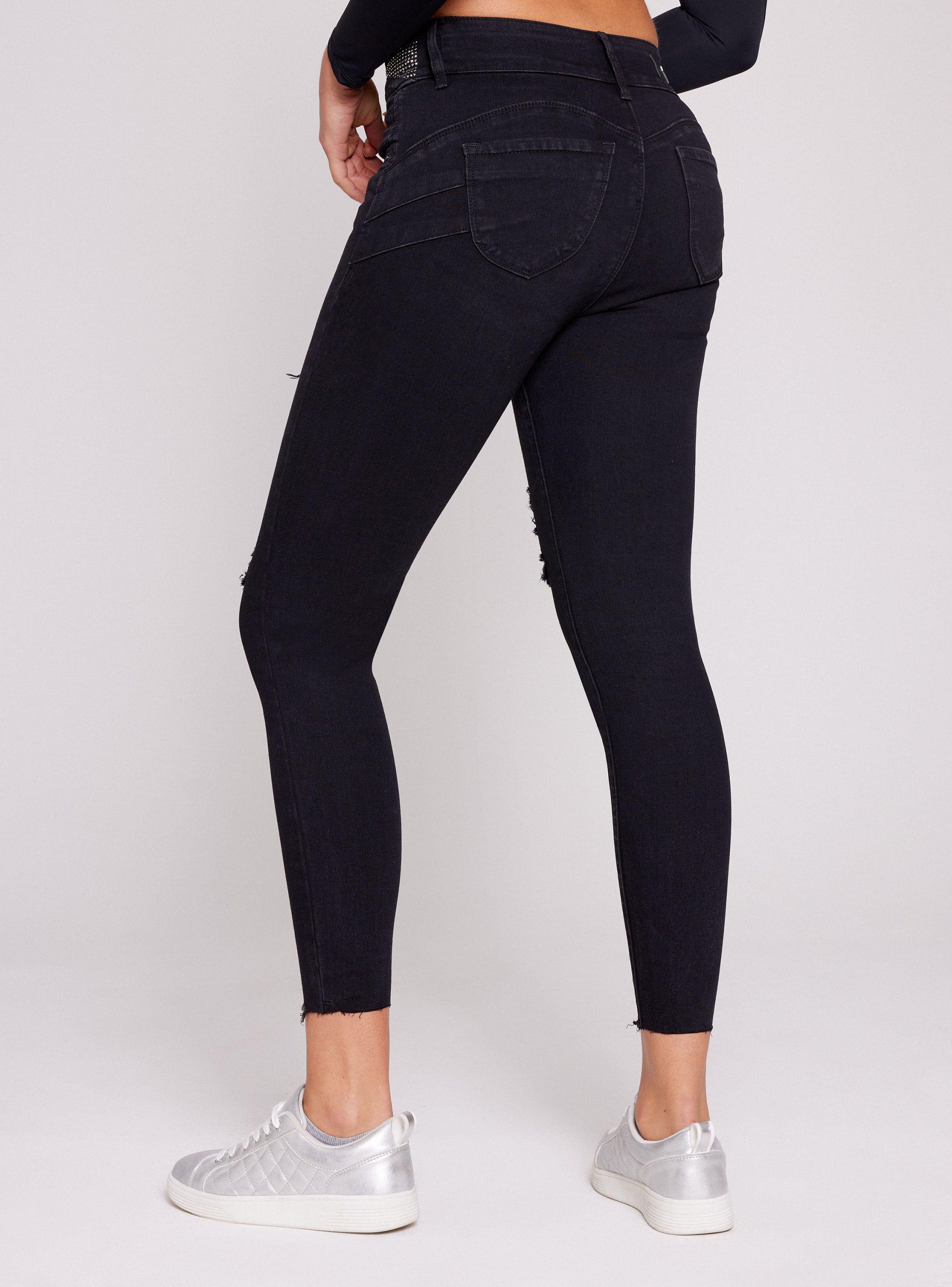 Jeans Push Up 2 Botones Detalle Strass Pretina​-1