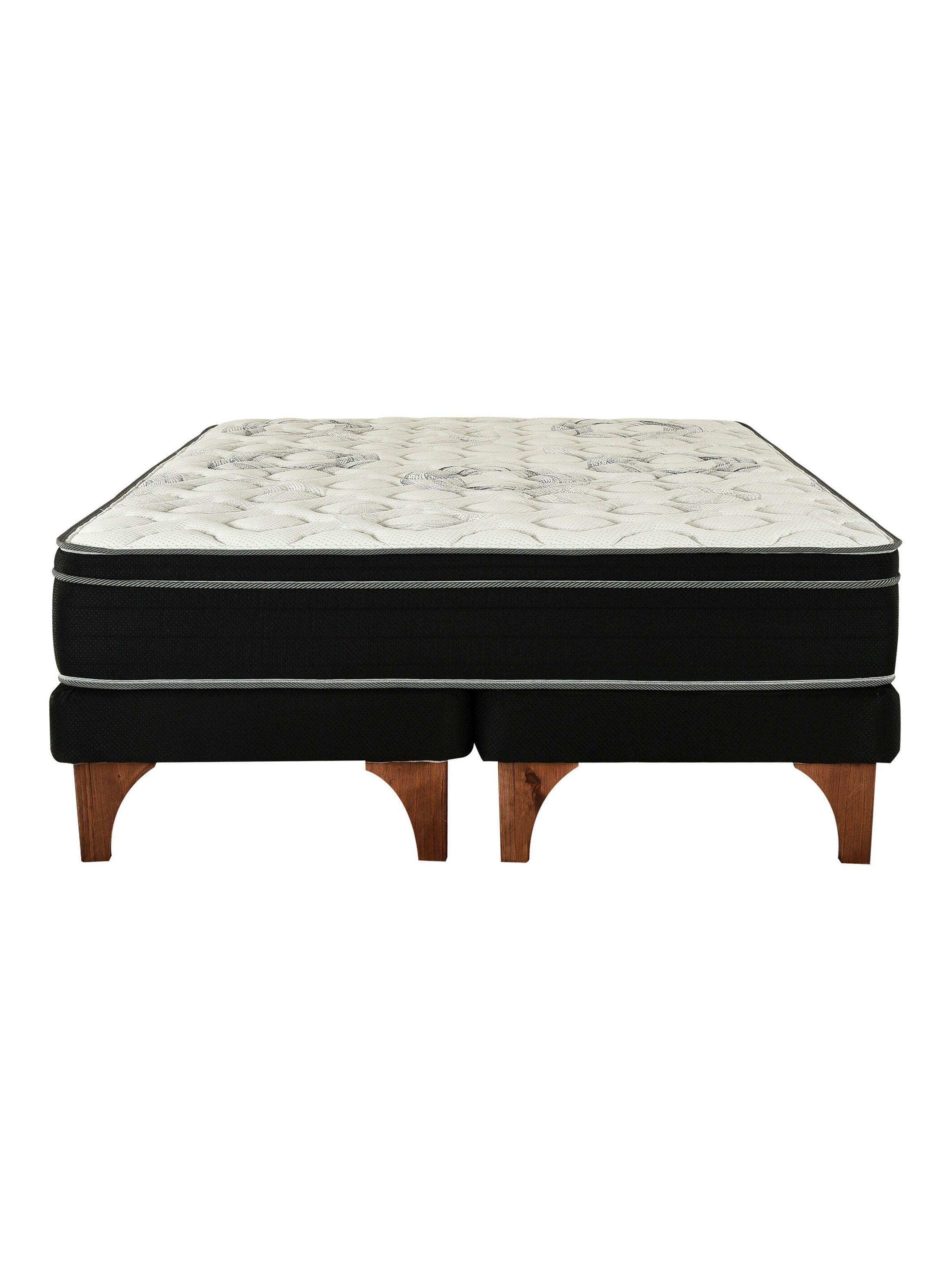 Cama Europea Negra Seven 2 Plazas Box-1