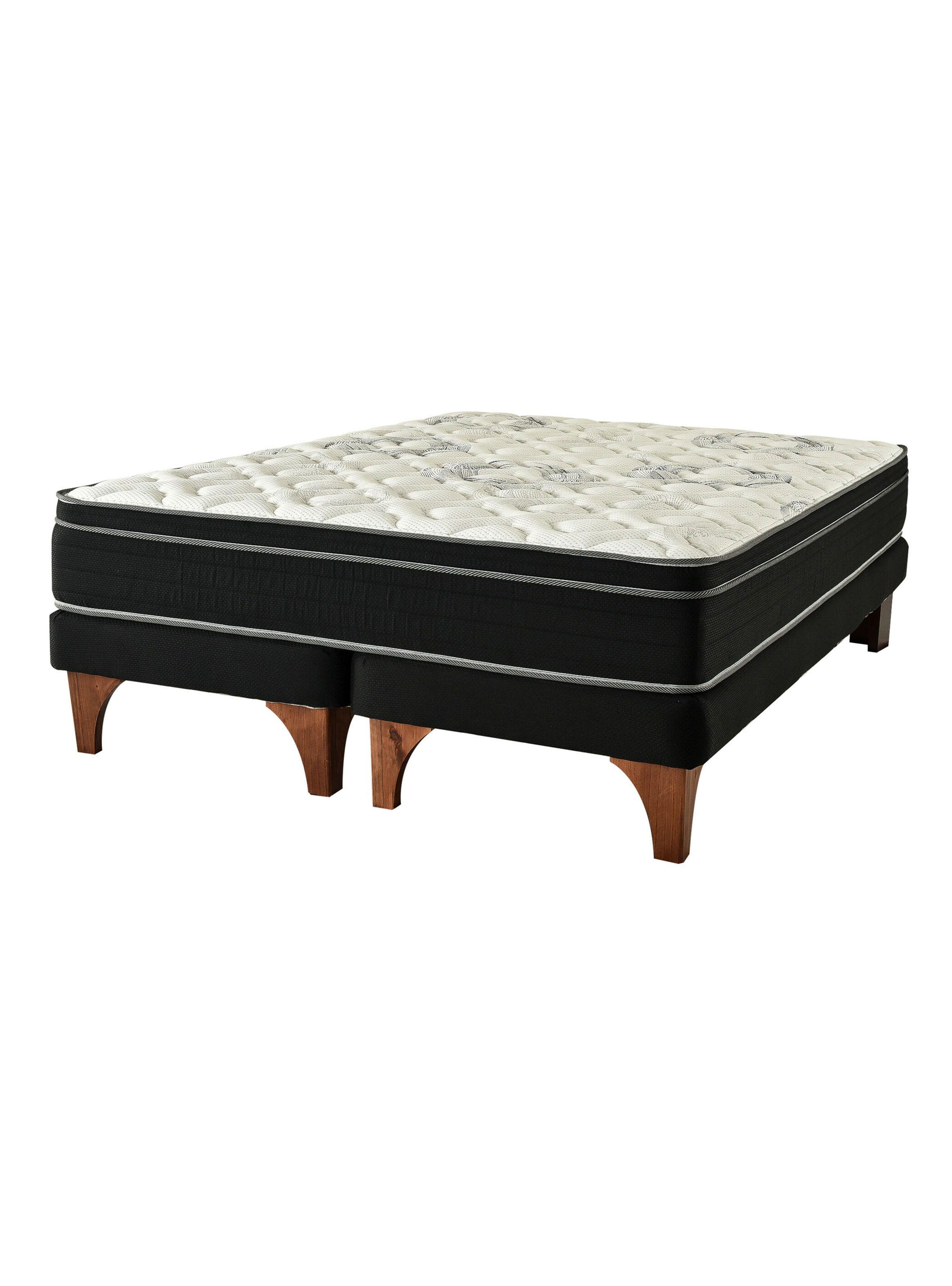 Cama Europea Negra Seven 2 Plazas Box-0