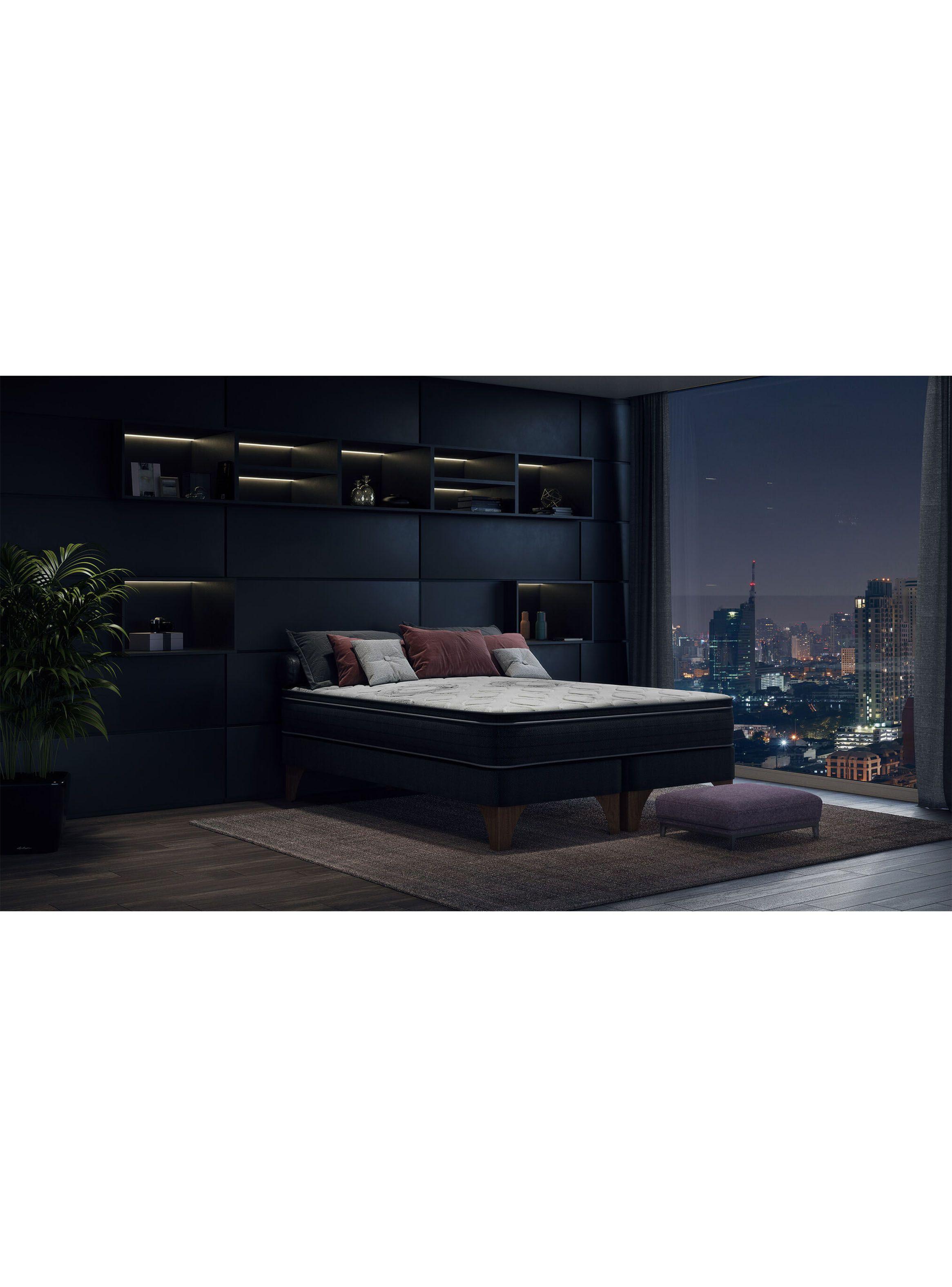 Cama Europea Negra Seven 2 Plazas Box-4