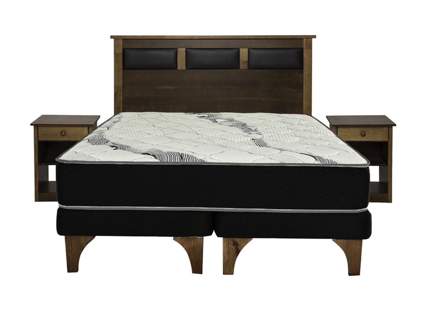 Set Cama Europea One 2 Plazas Base Dividida + Set Muebles Toscana-1