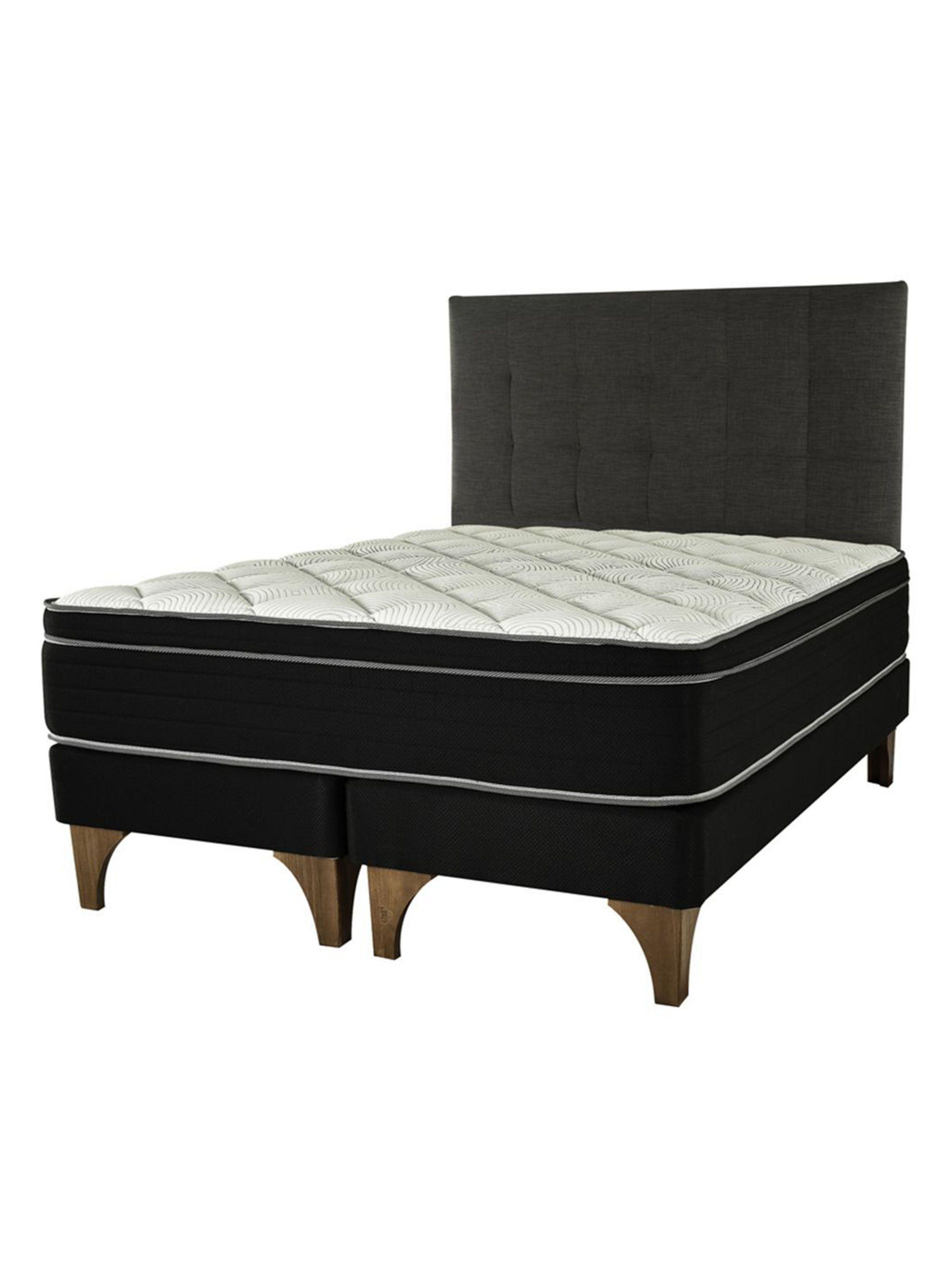 Cama Europea Ten Negro 2 Plazas Base Dividida + Respaldo Grafito-0
