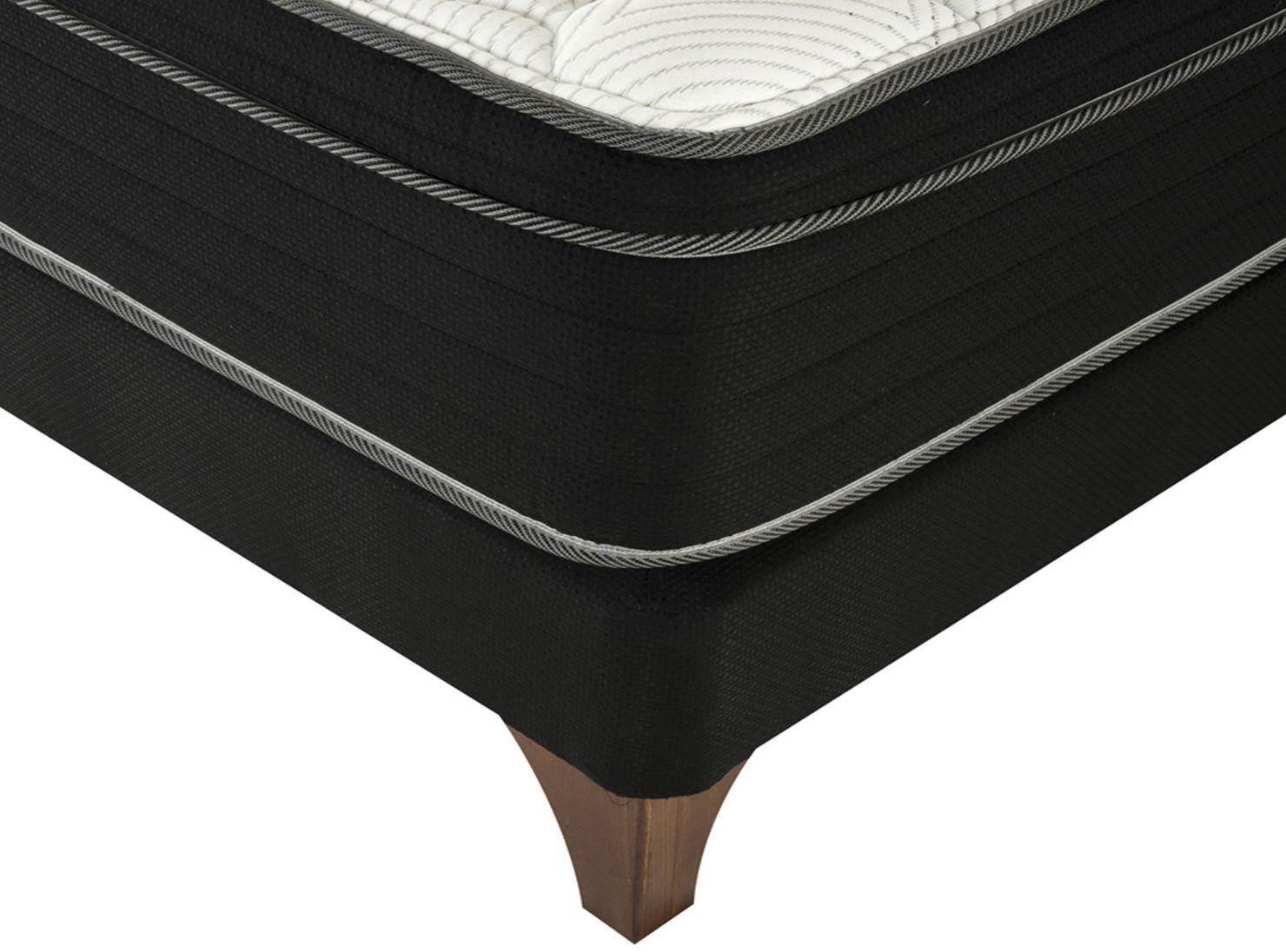 Cama Europea Ten Negro 2 Plazas Base Dividida + Respaldo Grafito-2
