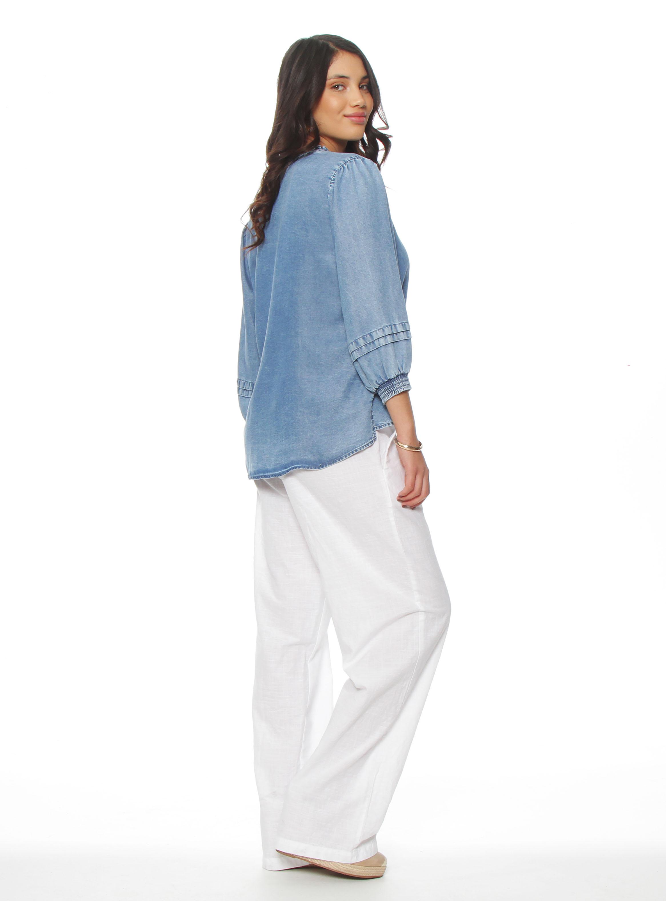 Blusa Manga Larga Lyocell Abotonada en Delantero-4