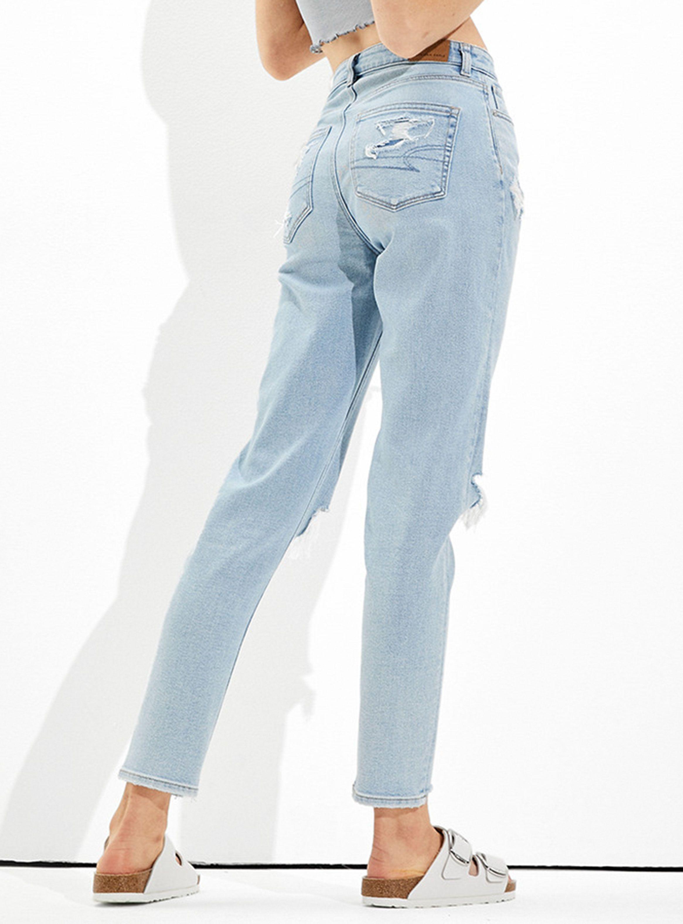 Jean Stretch Ripped Crossover Highest Waist Mom-1