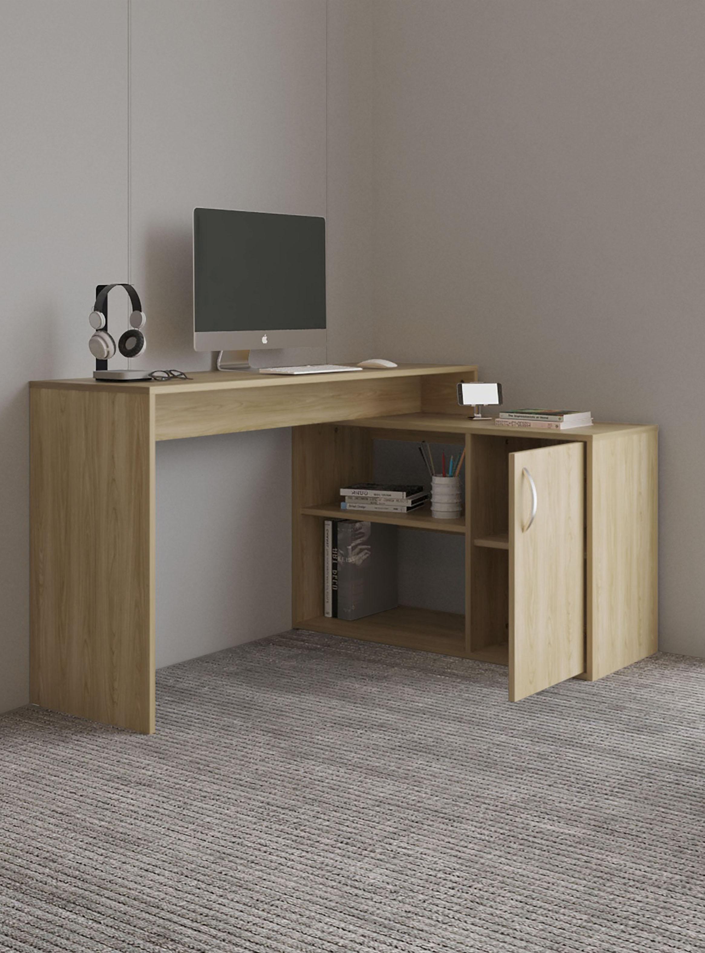 Escritorio en L 1 Puerta 71x125x90 cm Eco Fresno-5
