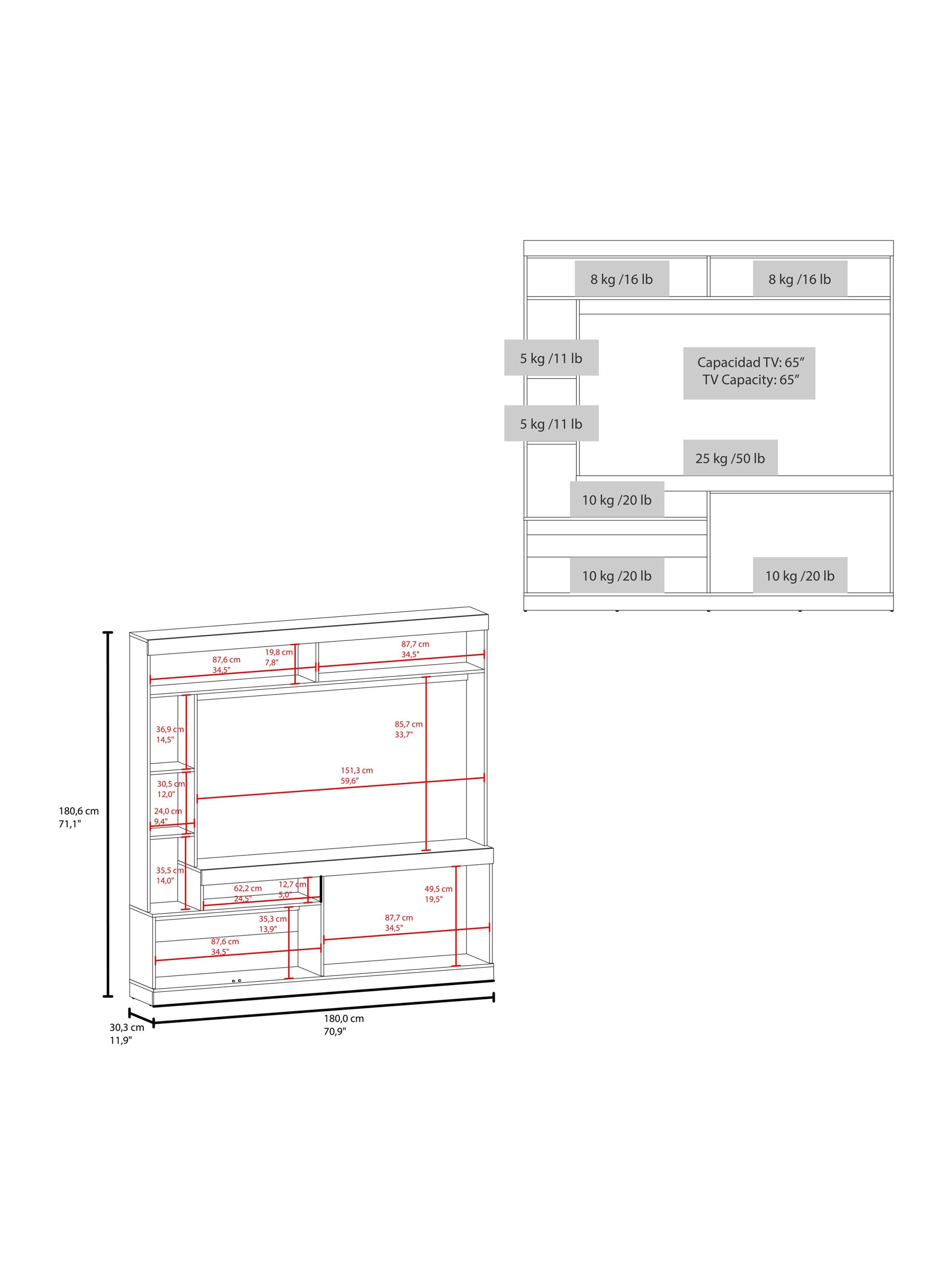 Estante TV 65' Dante 180.6x180x30.3 cm Blanco-1