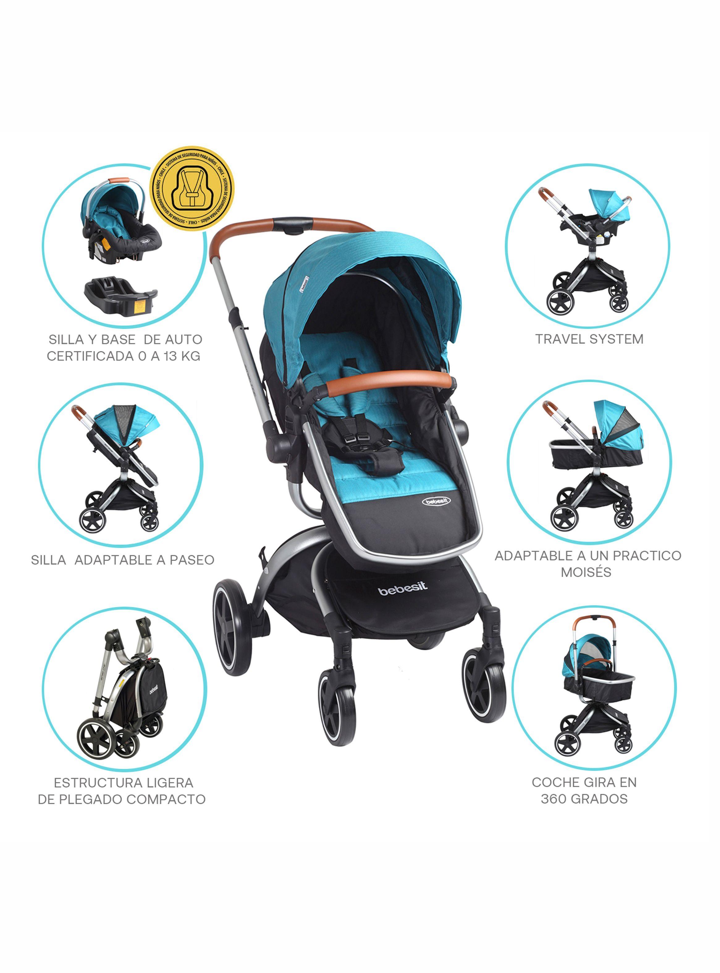 Coche Travel System Deluxe 360° Verde Bebesit-5