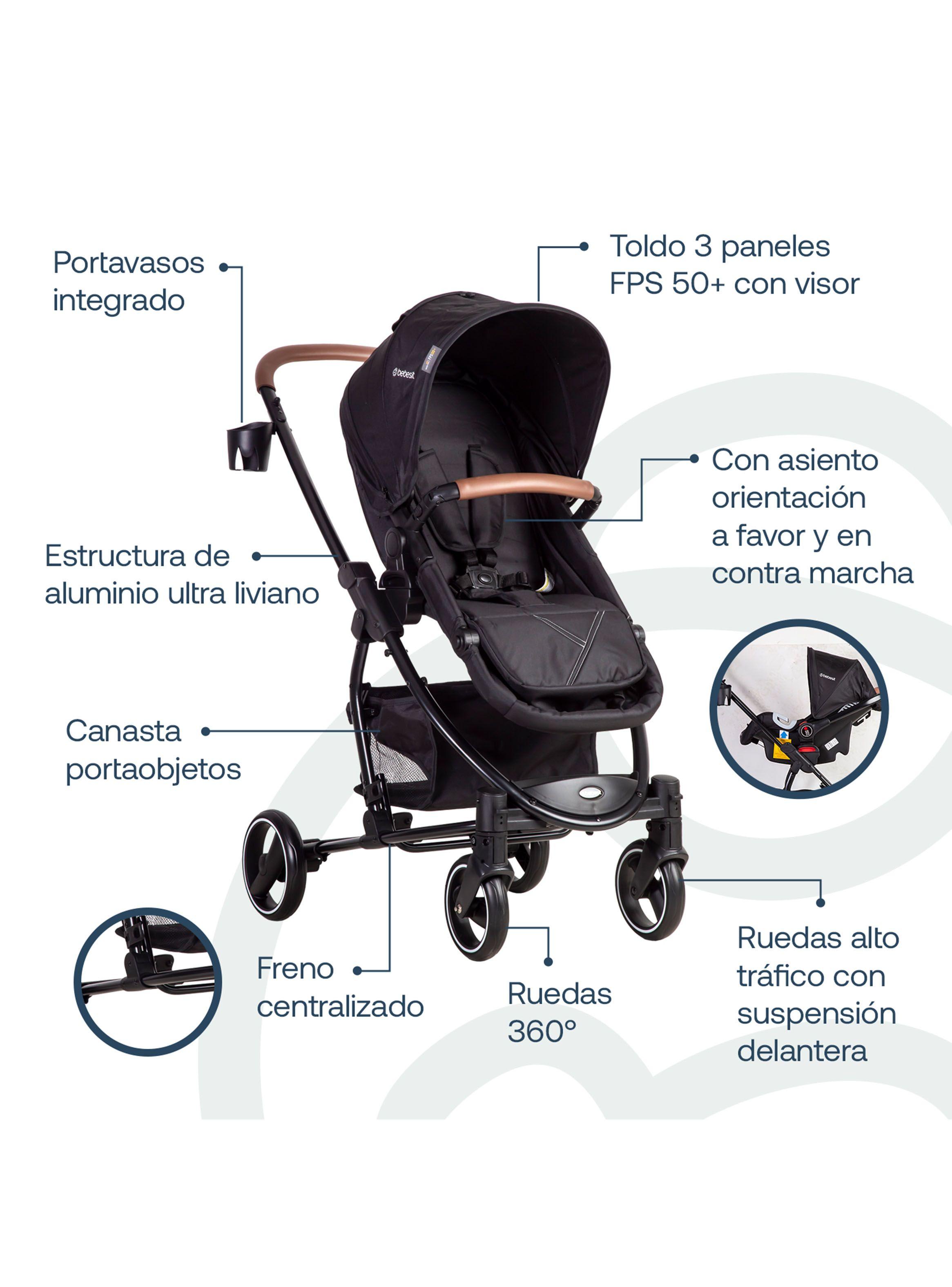 Coche Travel System Alfa SX Negro Bebesit-5