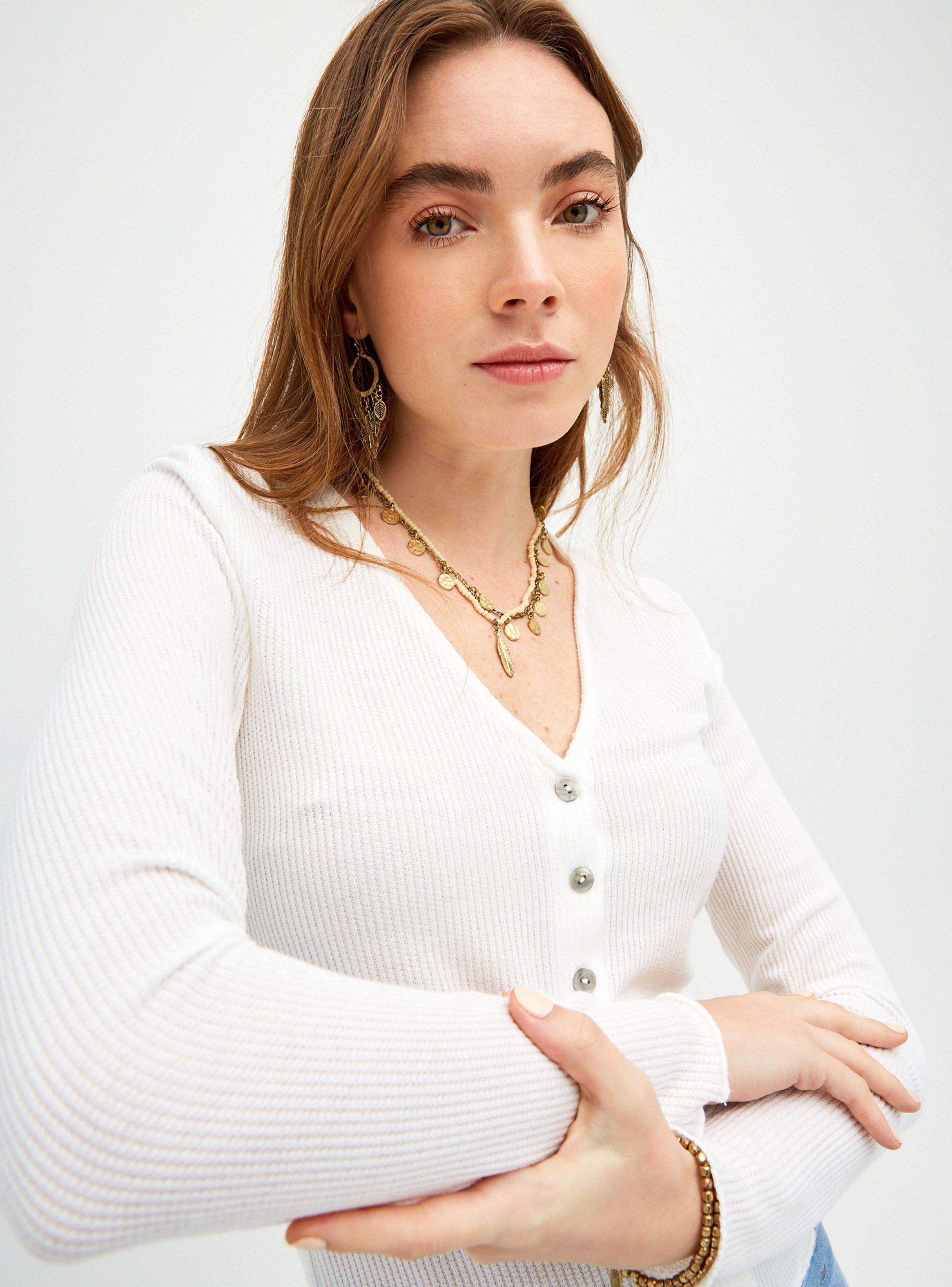 Cardigan Botones Cuello V-2