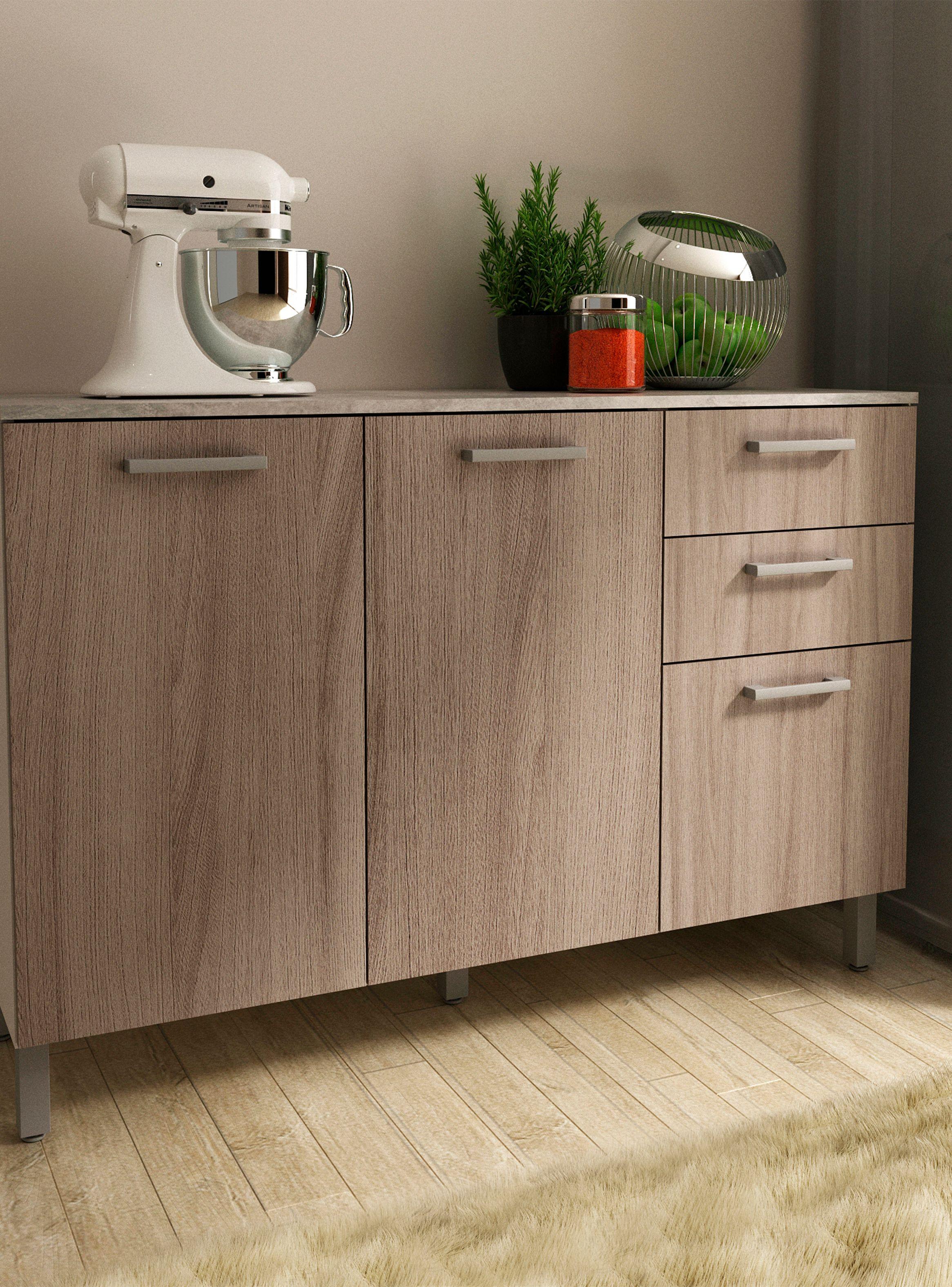 Mueble de Cocina Base 2 Puertas 3 Cajones-3