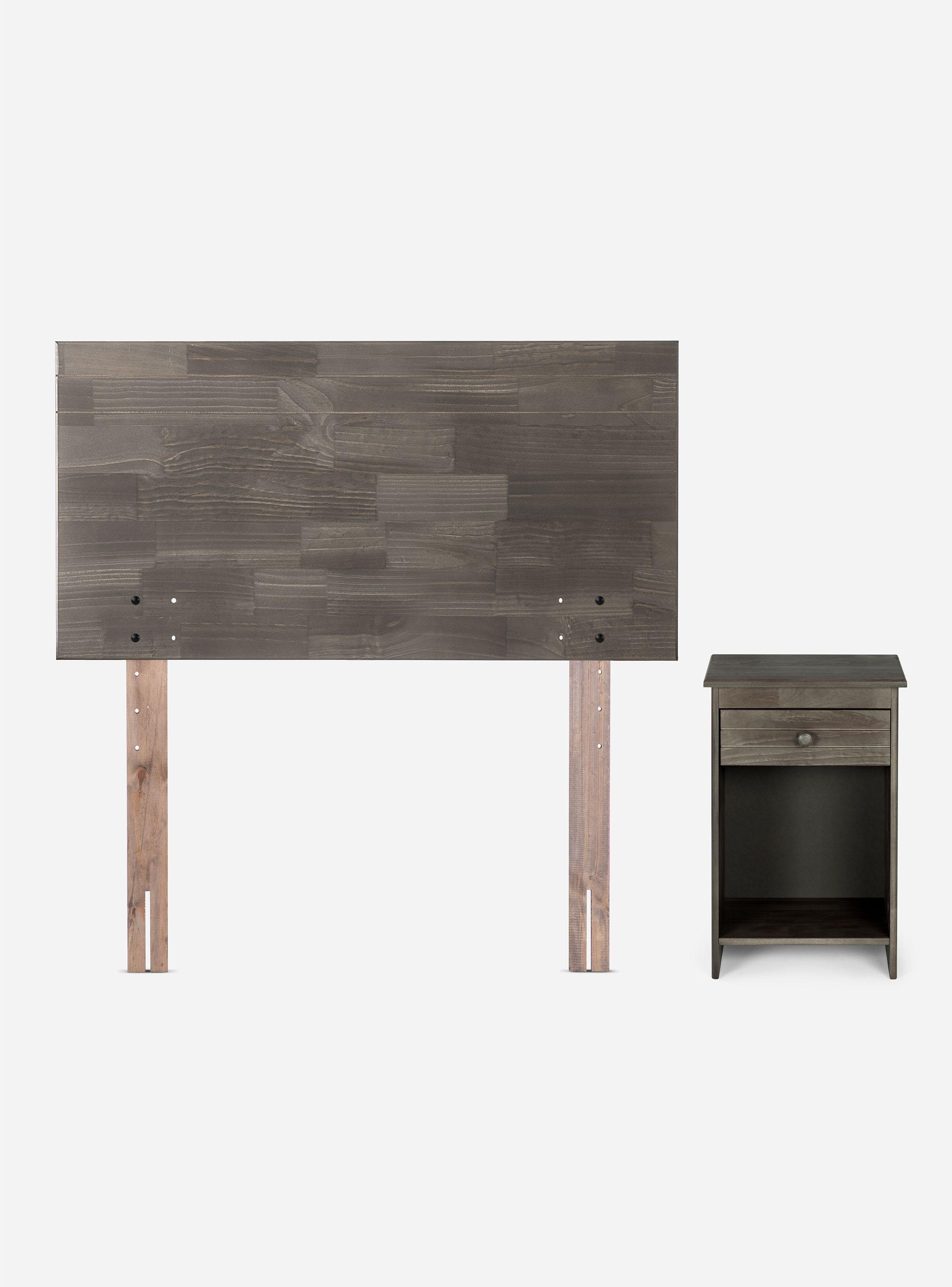 Cama Europea Ergo T 1.5 Plazas + Set Muebles Tabor Grafito + Almohada-2