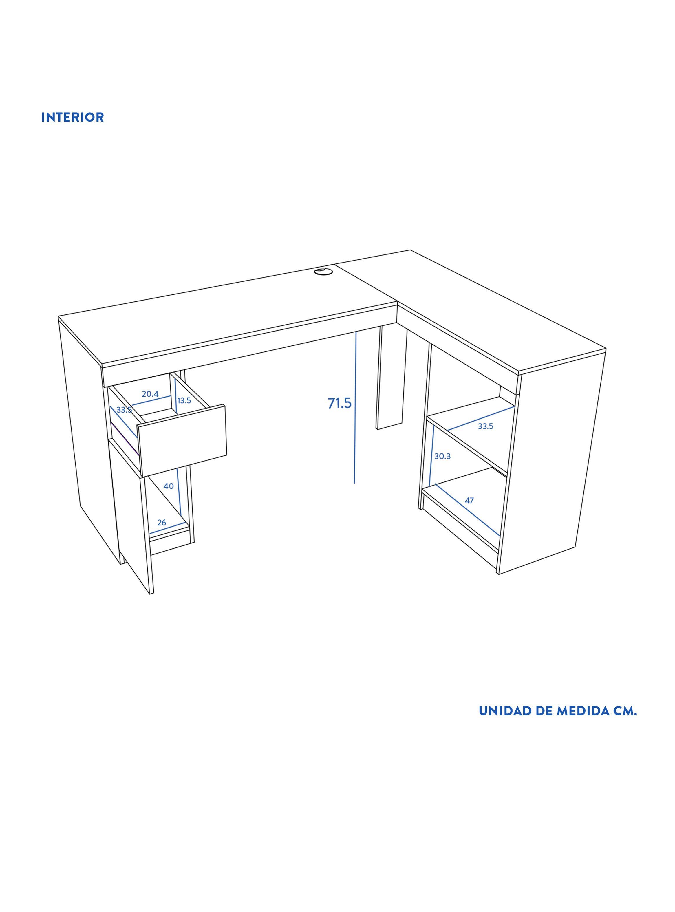Escritorio Palermo 1 Cajón 1 Puerta Blanco/Café-1