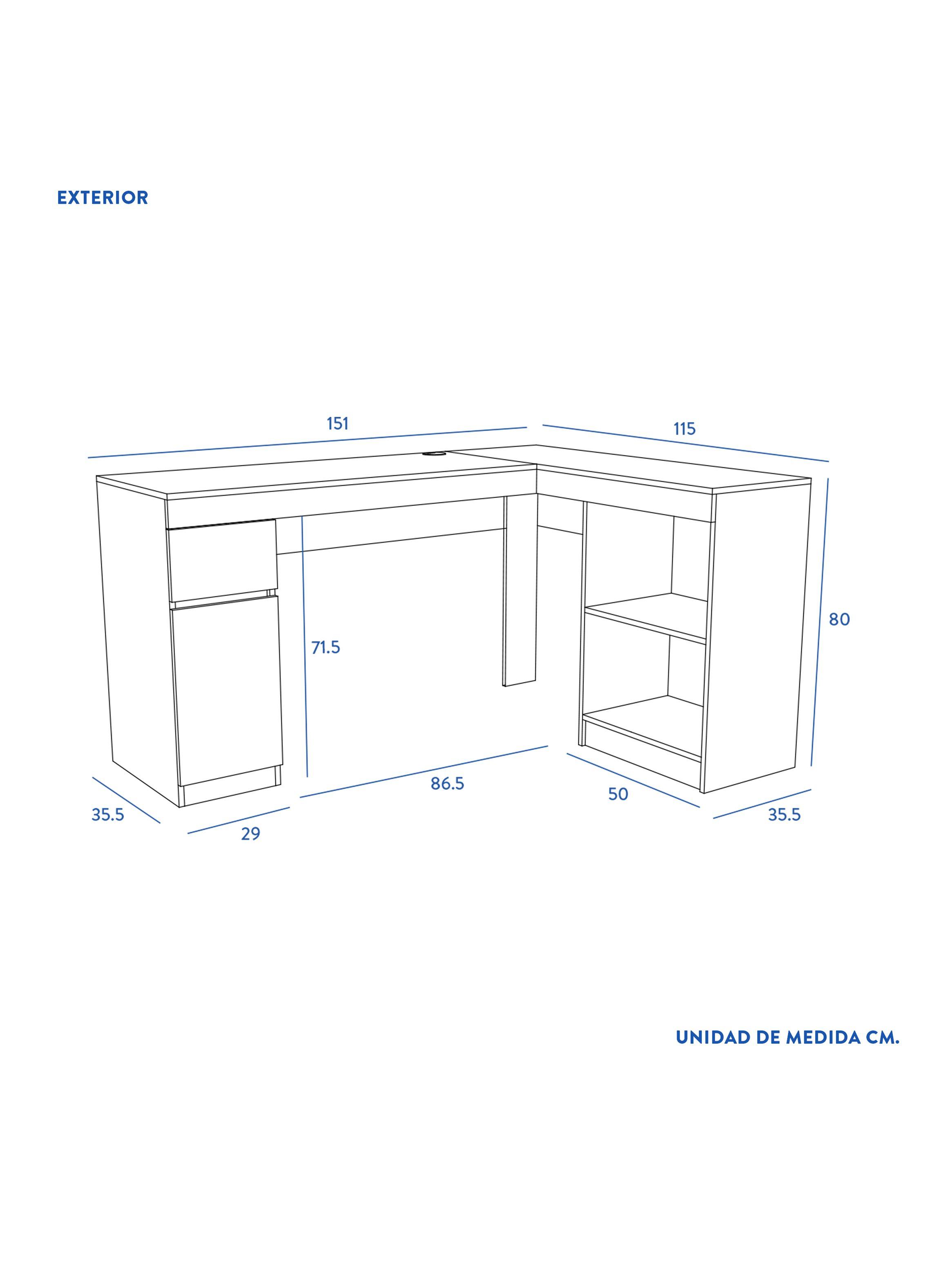 Escritorio Palermo 1 Cajón 1 Puerta Blanco/Café-2