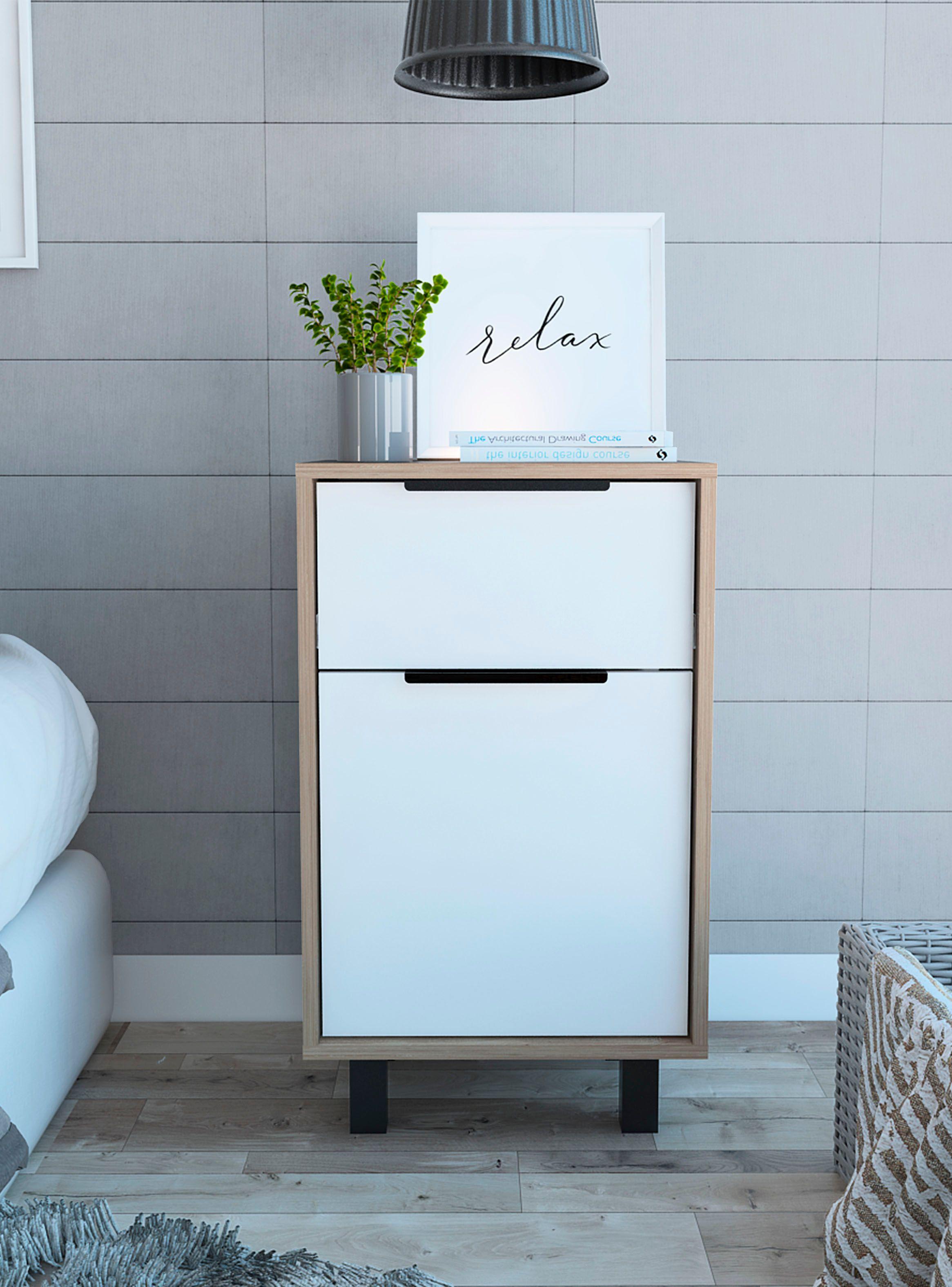 Velador Kaia Z-41 1 Cajón y 1 Puerta Miel-Blanco-3