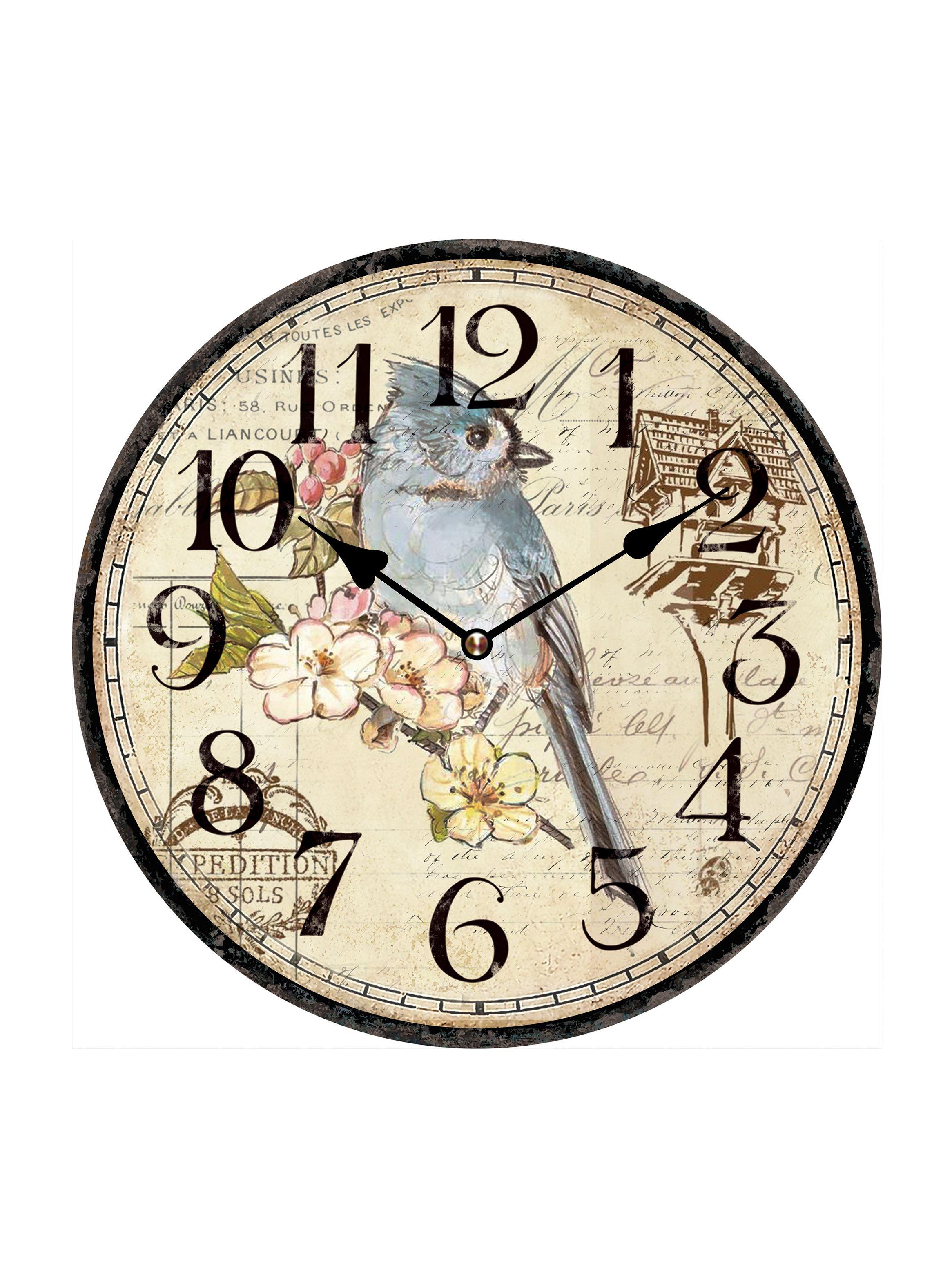 Reloj Pájaro Celeste y Flores-0