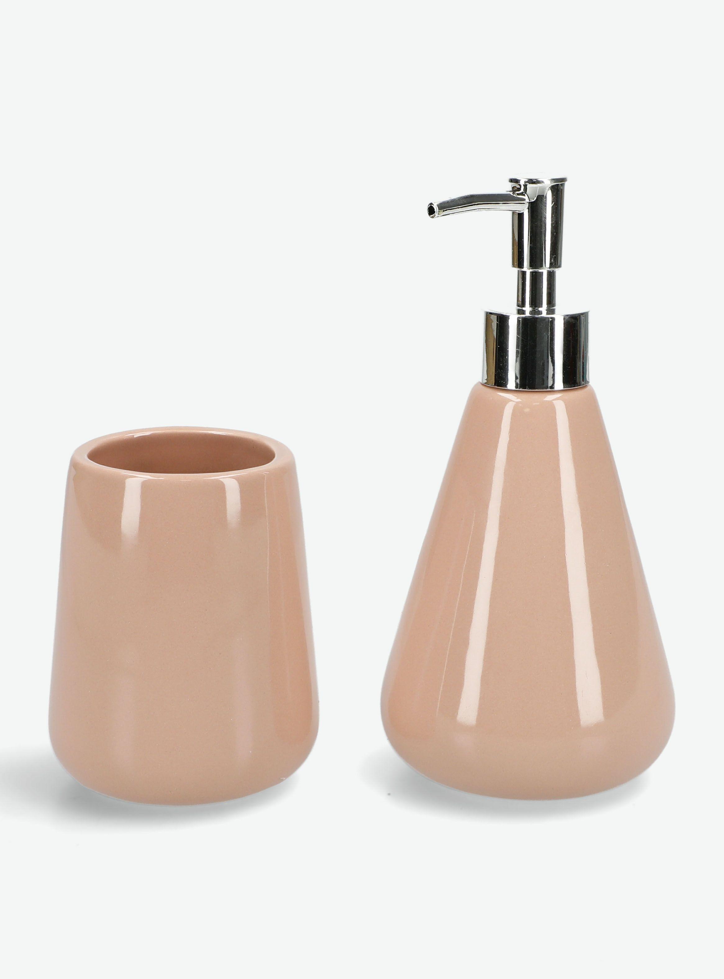 Set Baño Dispensador + Vaso Cerámica Cónico-0