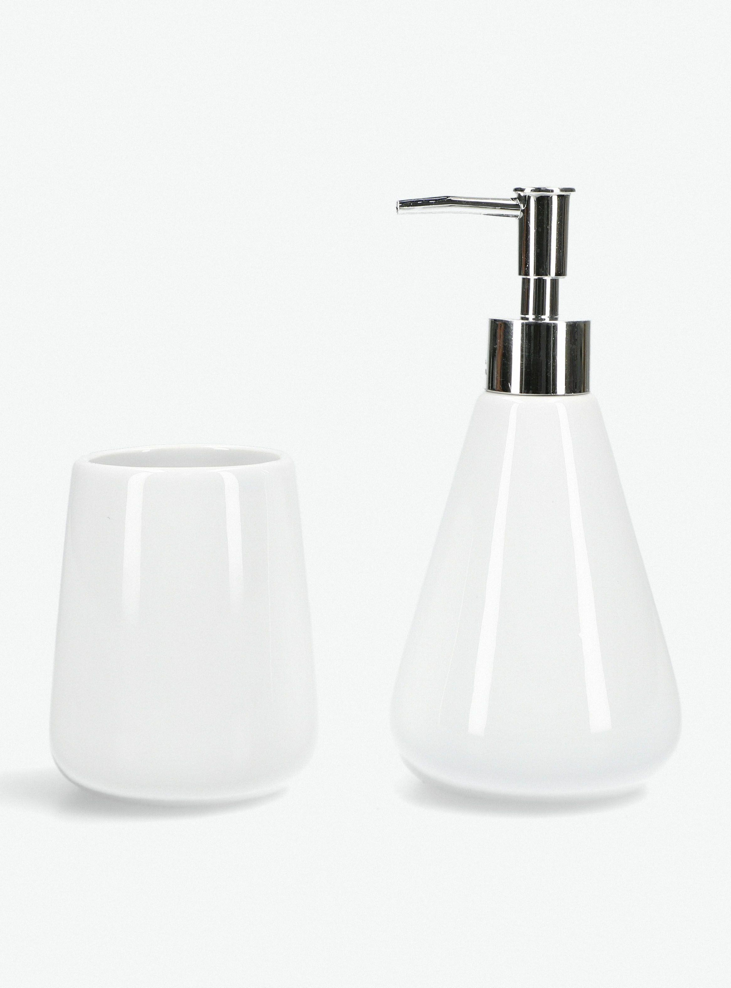 Set Baño Dispensador + Vaso Cerámica Cónico-0