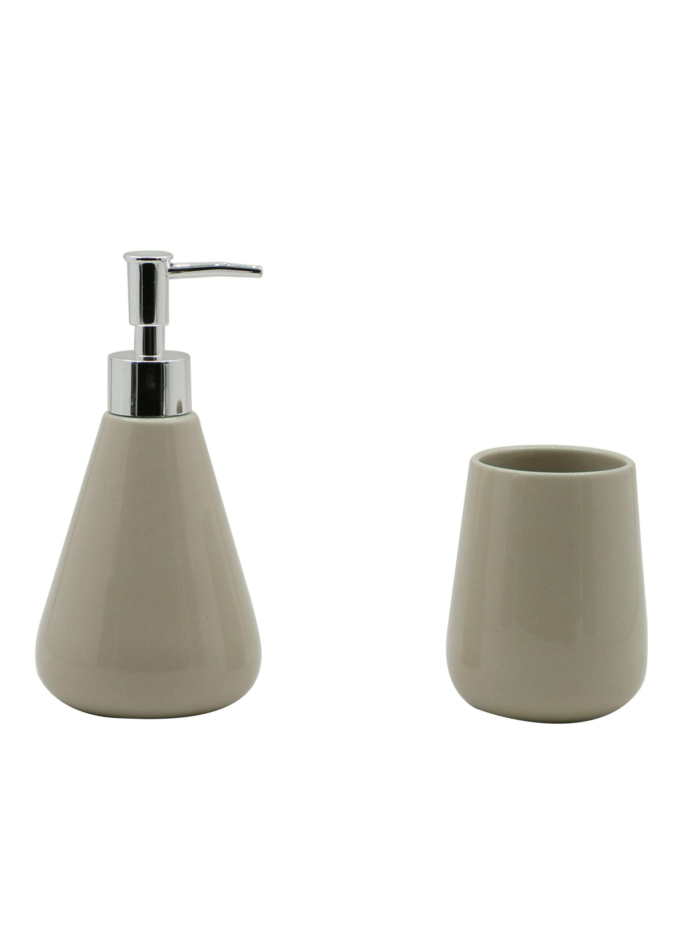 Set Baño Dispensador + Vaso Cerámica Cónico-0