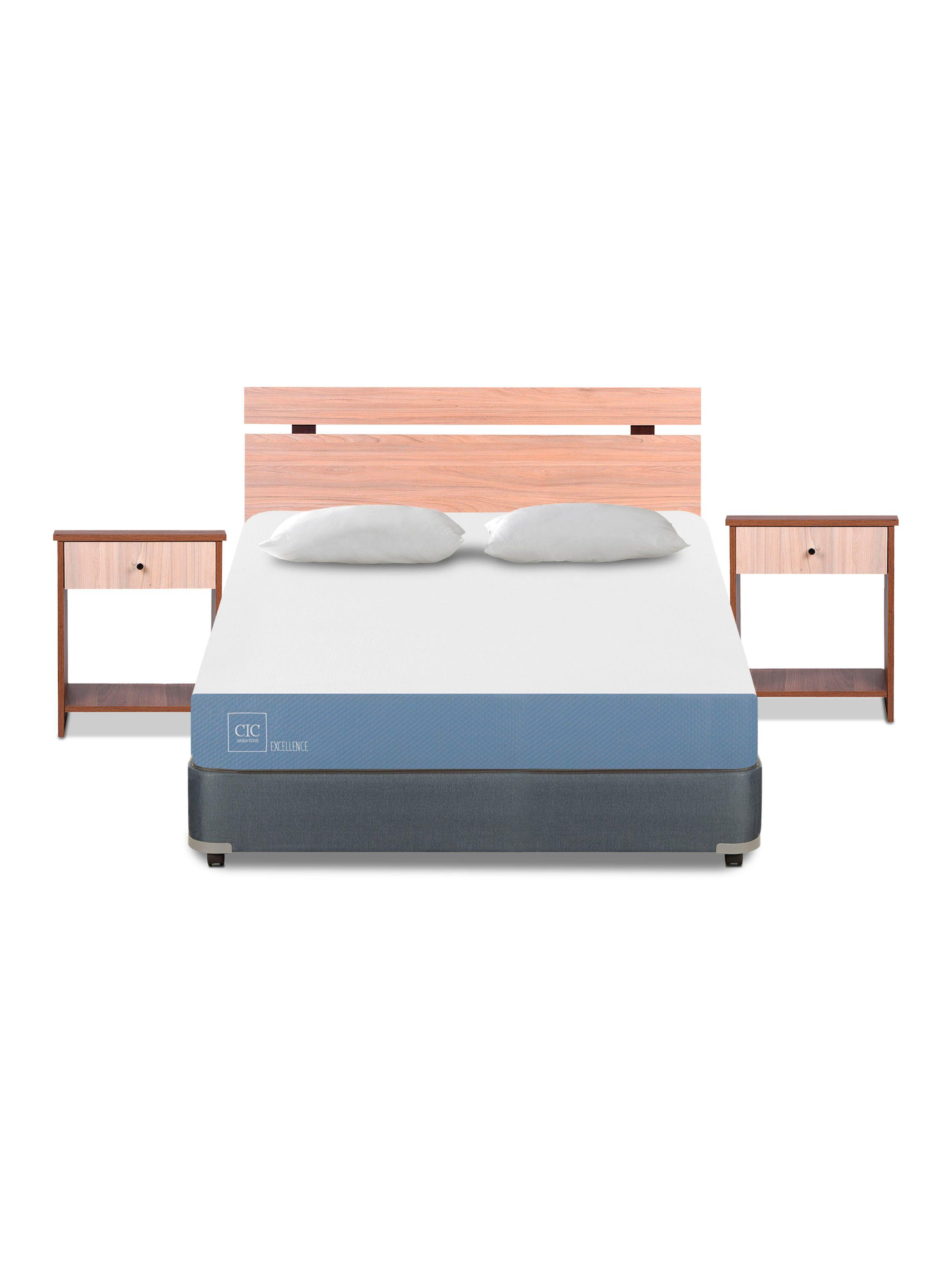 Cama Americana Excellence Full + Set de Muebles Olmo + Almohadas-2