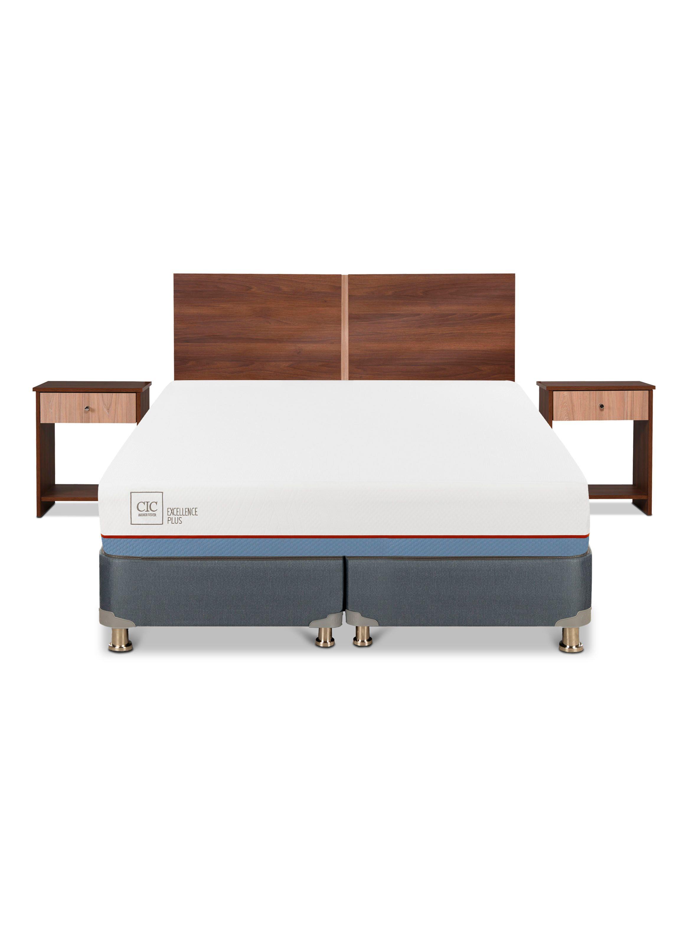 Cama Americana Excellence Plus 2 Plazas Base Dividida + Set de Muebles Stylo-2