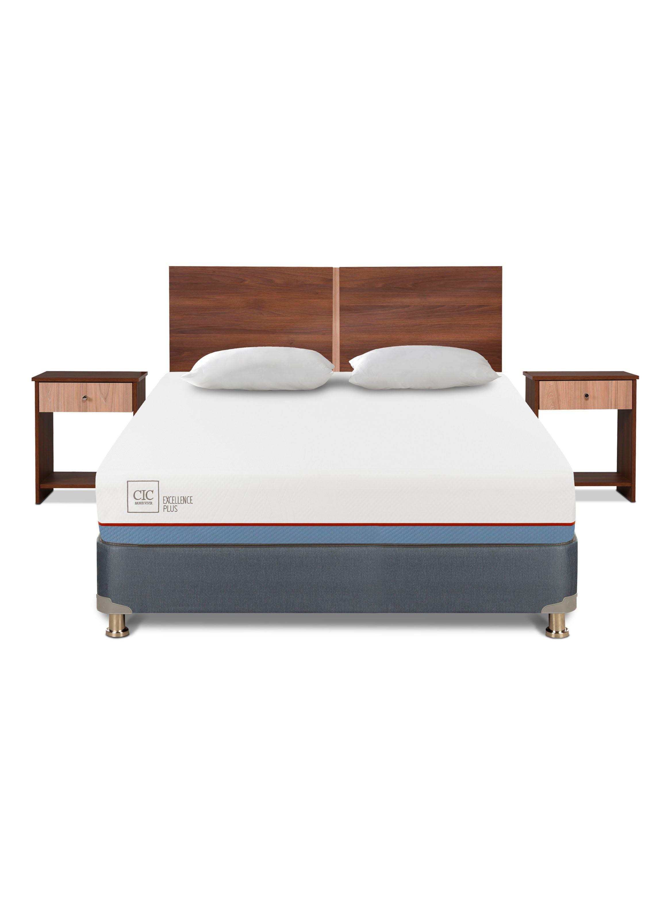 Cama Americana Excellence Plus 2 Plazas + Set de Muebles Stylo + Almohadas-2