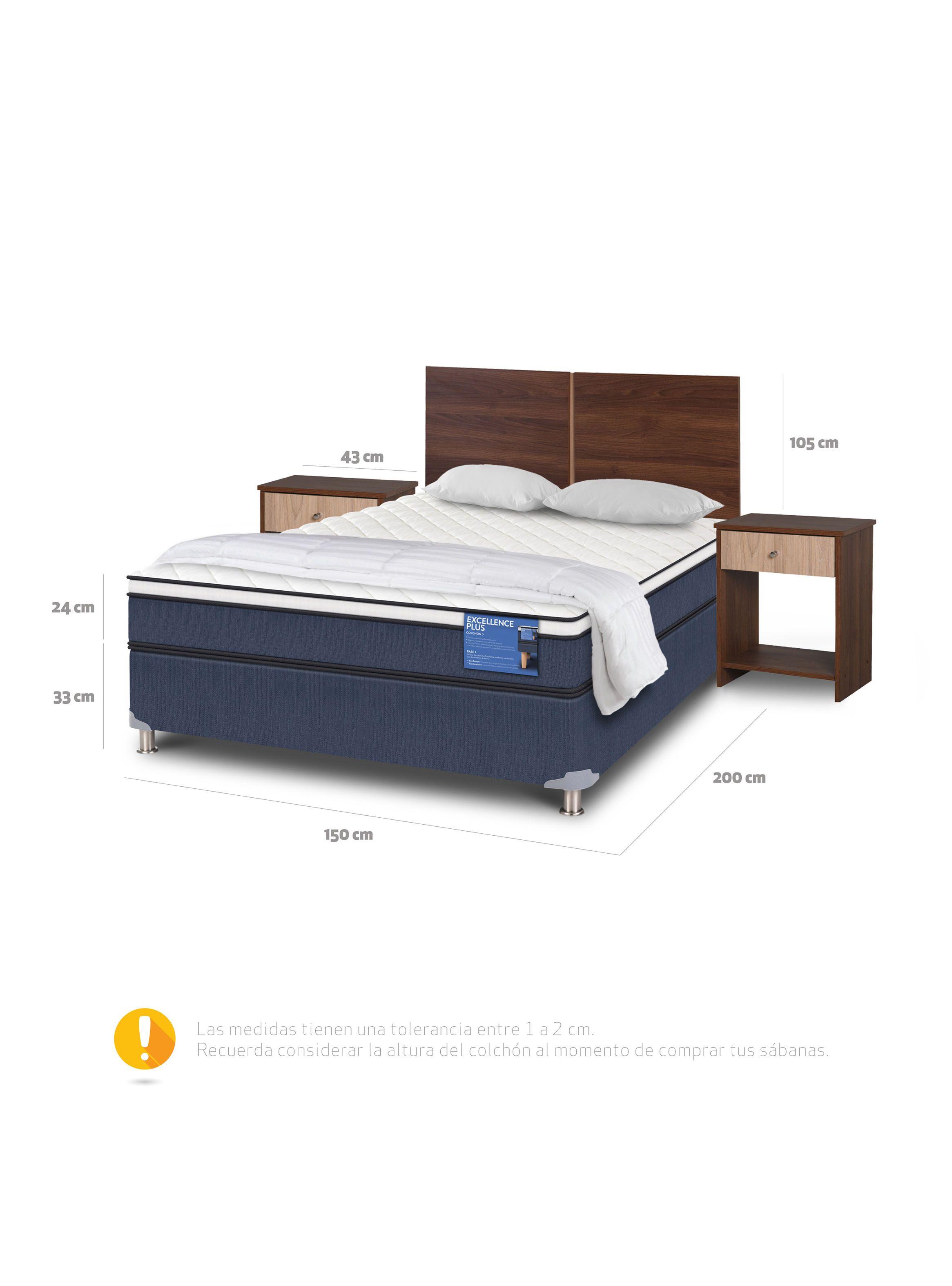 Cama Americana Excellence Plus 2 Plazas Base Normal Stylo + Almohada + Plumón-1