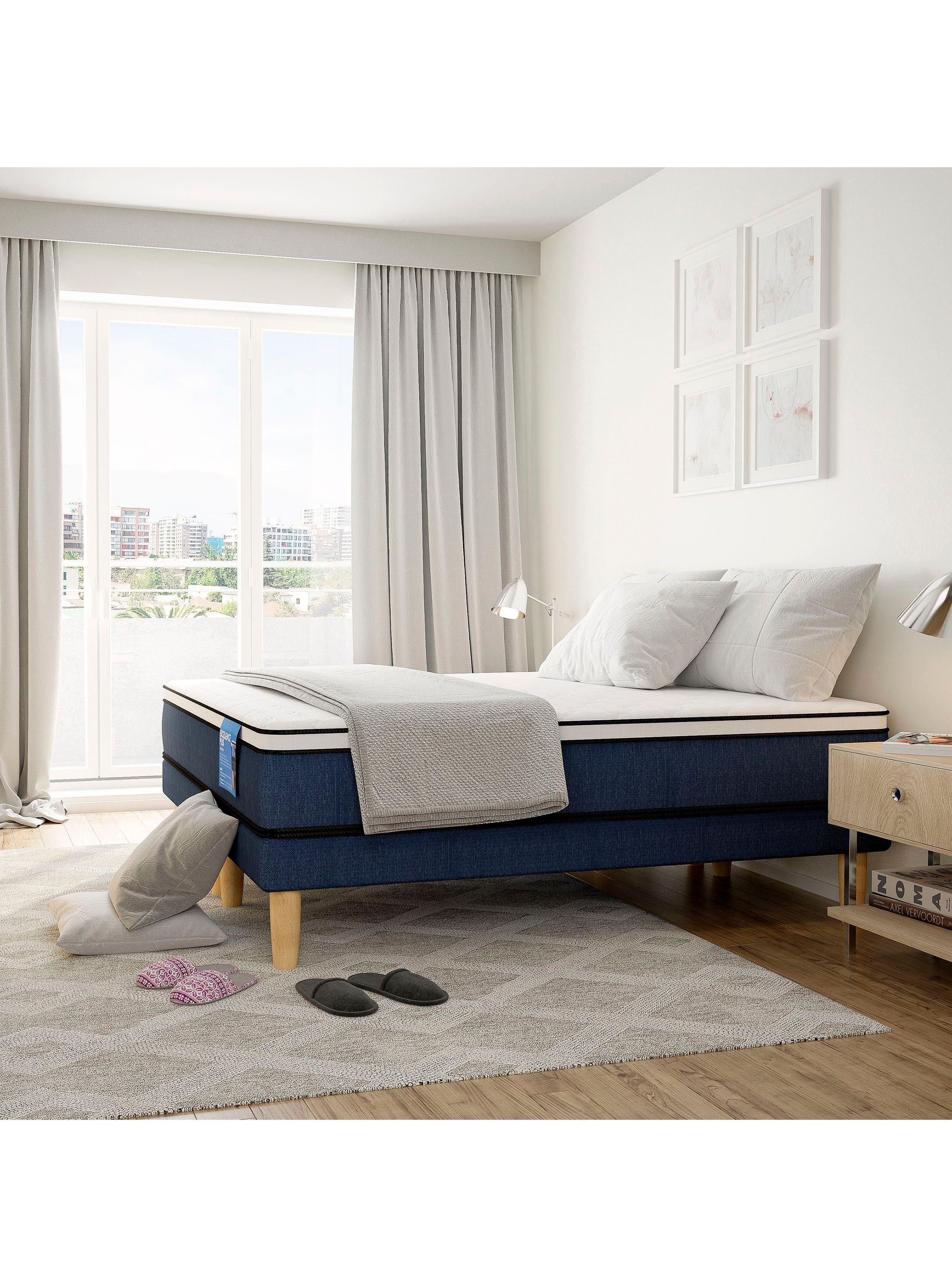 Cama Americana Excellence Plus 2 Plazas Base Normal Stylo + Almohada + Plumón-4