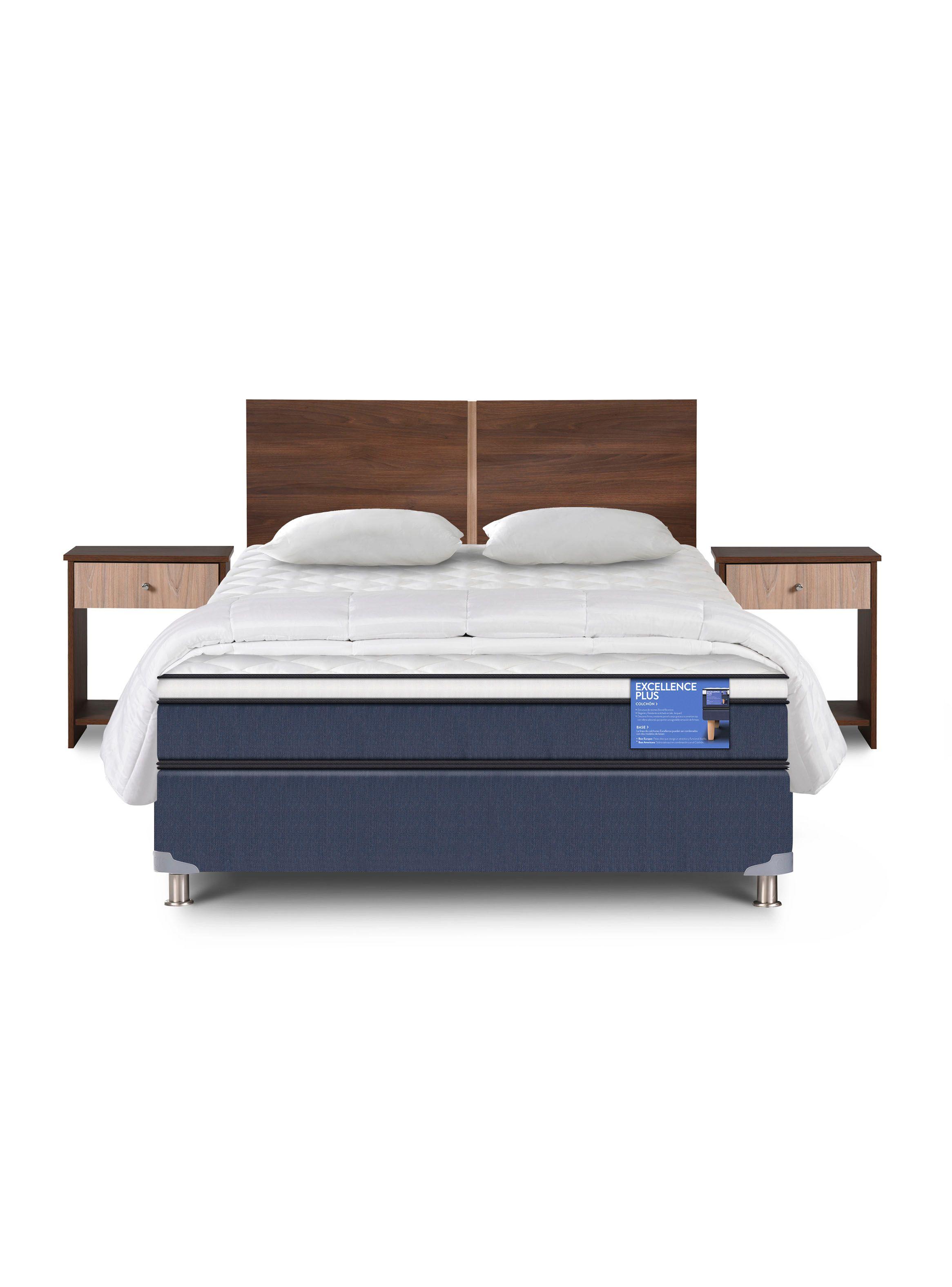 Cama Americana Excellence Plus 2 Plazas Base Normal Stylo + Almohada + Plumón-0
