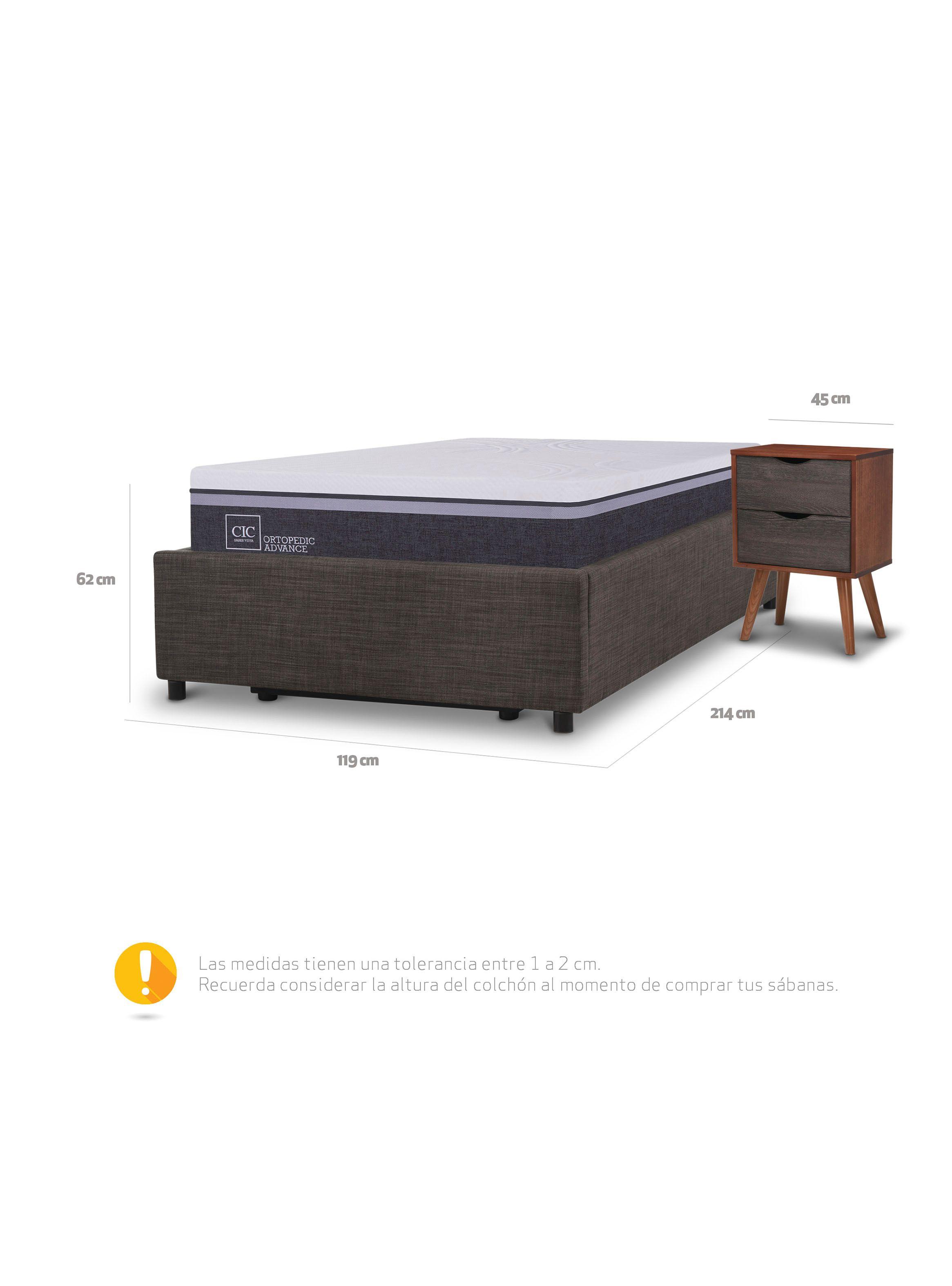 Cama Space Box Ortopedic Advance 1.5 Plazas + Velador-2