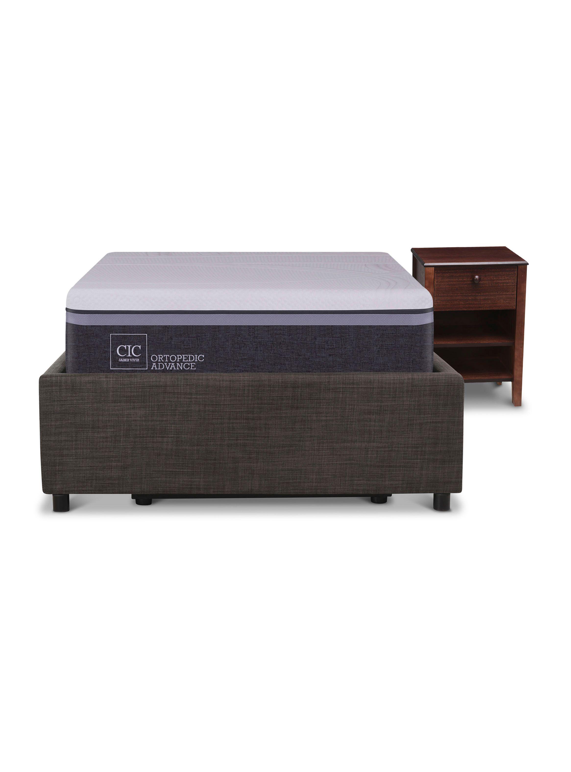 Cama Space Box Ortopedic Advance 1.5 Plazas +Velador Torino-3