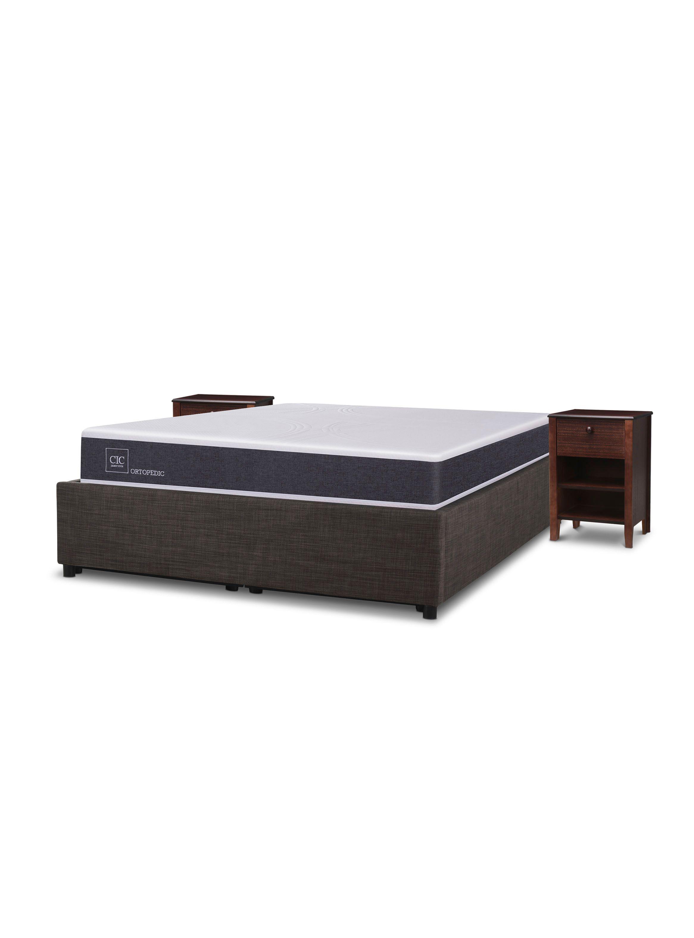 Cama Space Box Ortopedic 2 Plazas +Muebles Torino Chocolate-2