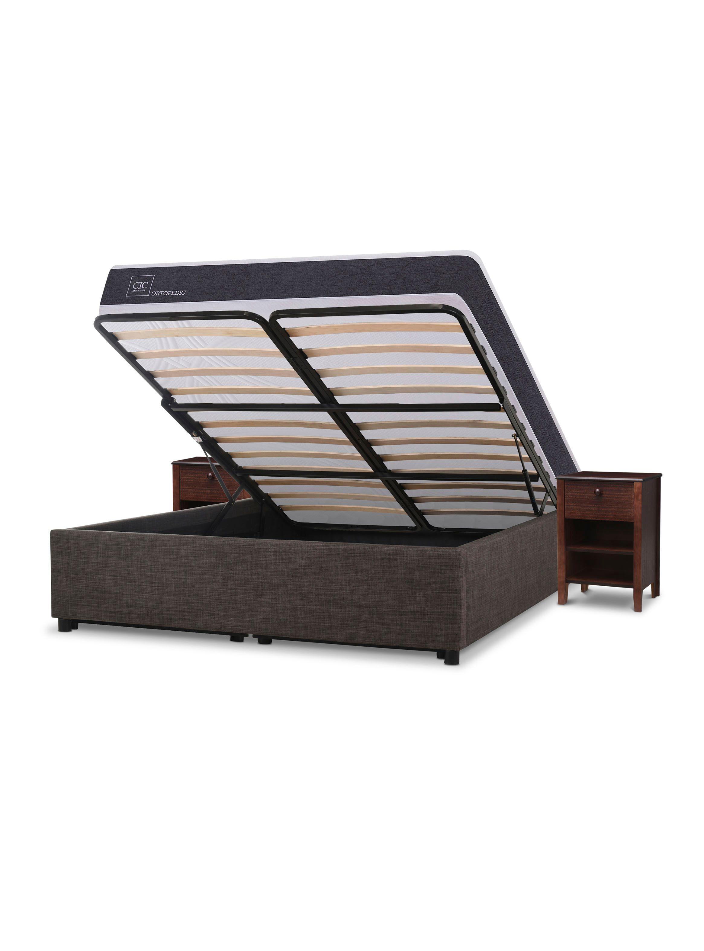 Cama Space Box Ortopedic 2 Plazas +Muebles Torino Chocolate-3