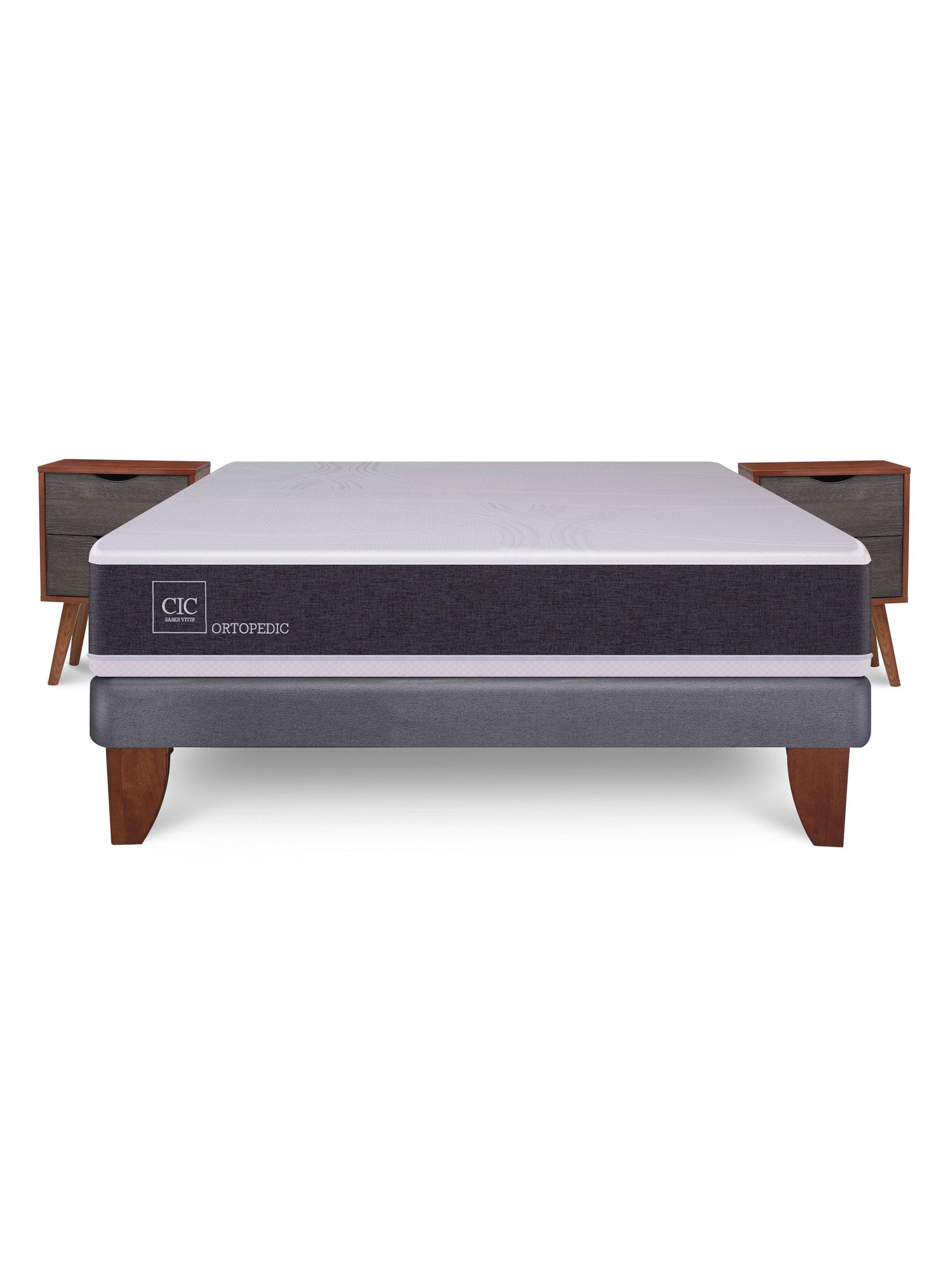 Cama Europea New Ortopedic 2 Plazas Bn Veladores Niger-2