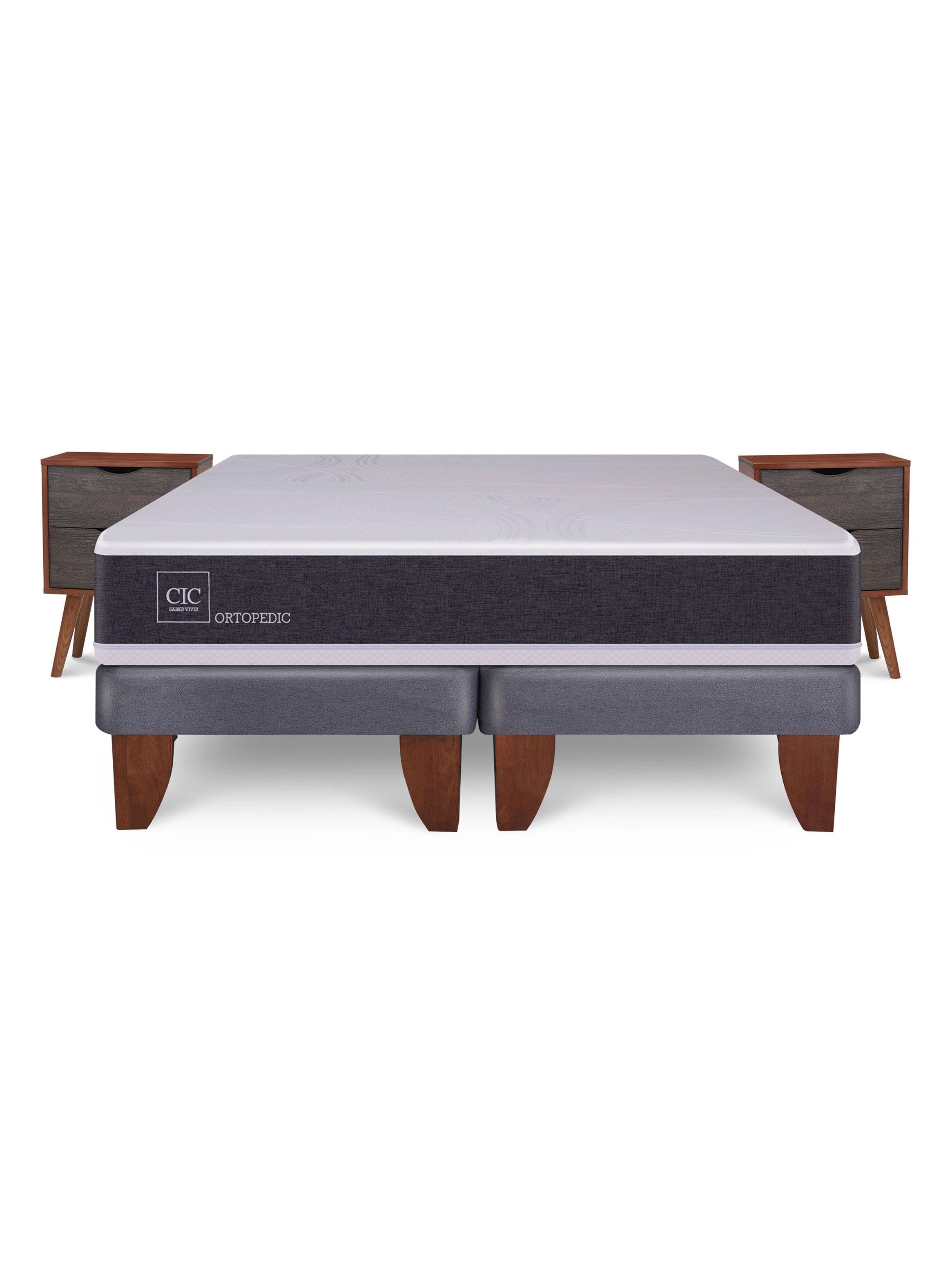 Cama Europea New Ortopedic 2 Plazas Bd Veladores Niger-0