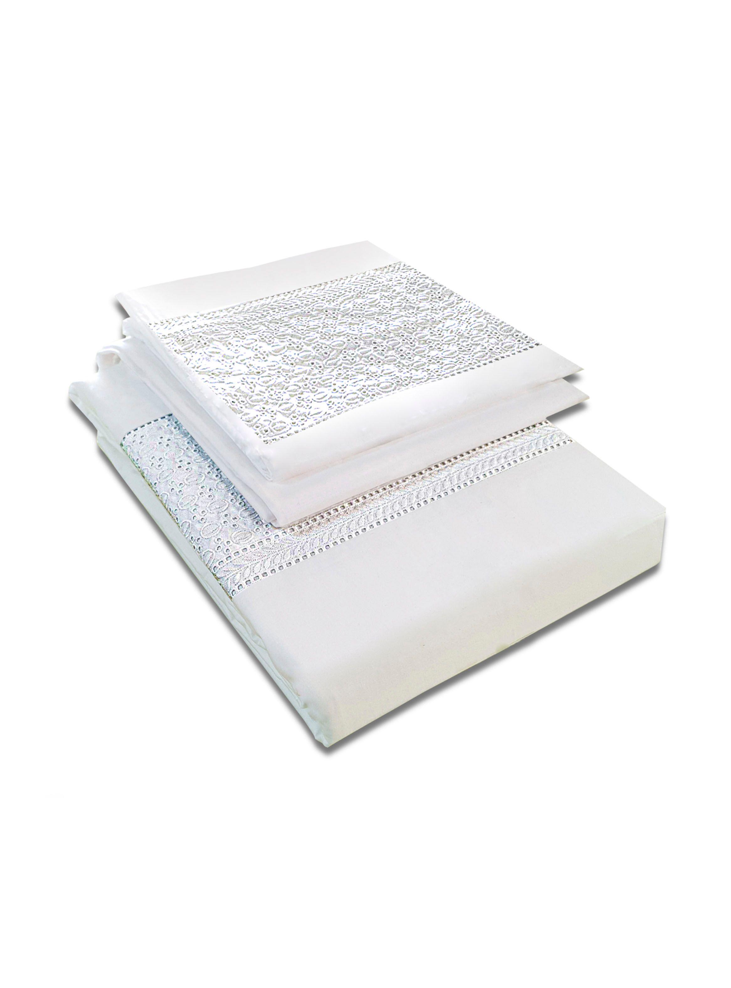 Juego Mallorca de Sábanas T180 Broderie Blanco 2 Plazas-2