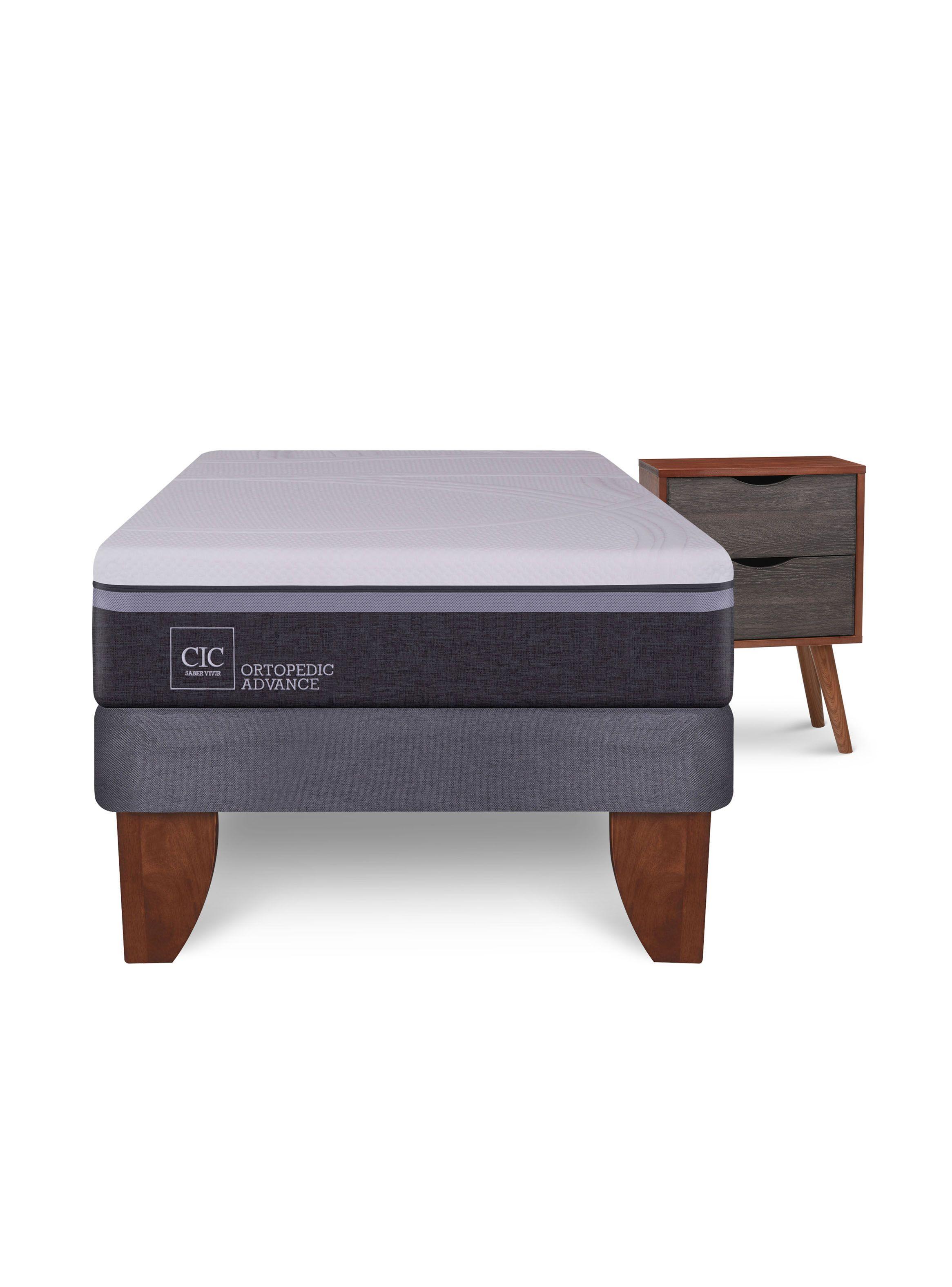 Cama Europea Ortopedic Advance 1.5 Plazas + Velador Niger-2