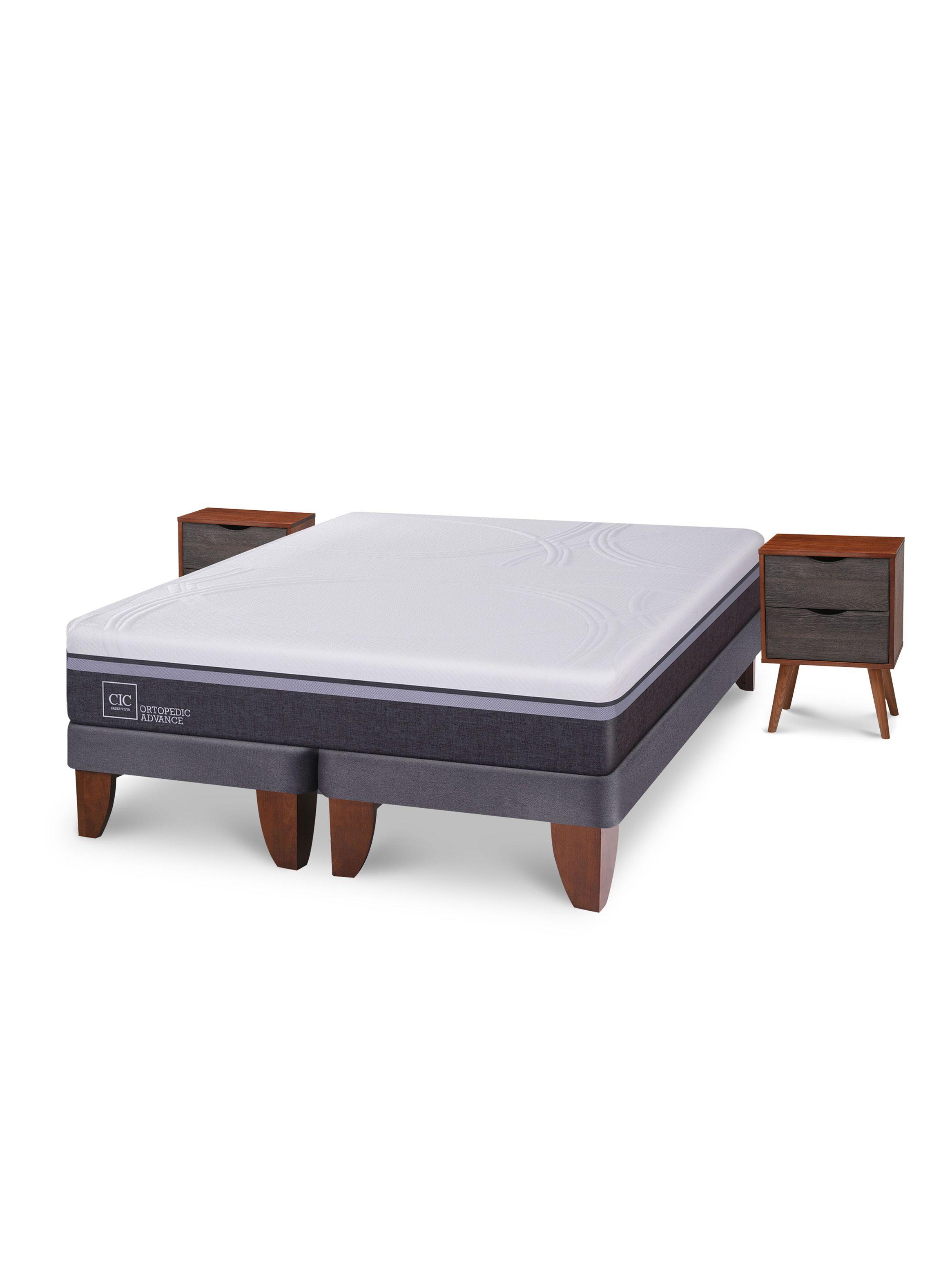 Cama Europea Ortopedic Advance 2 Plazas Base Dividida + Veladores Niger-2